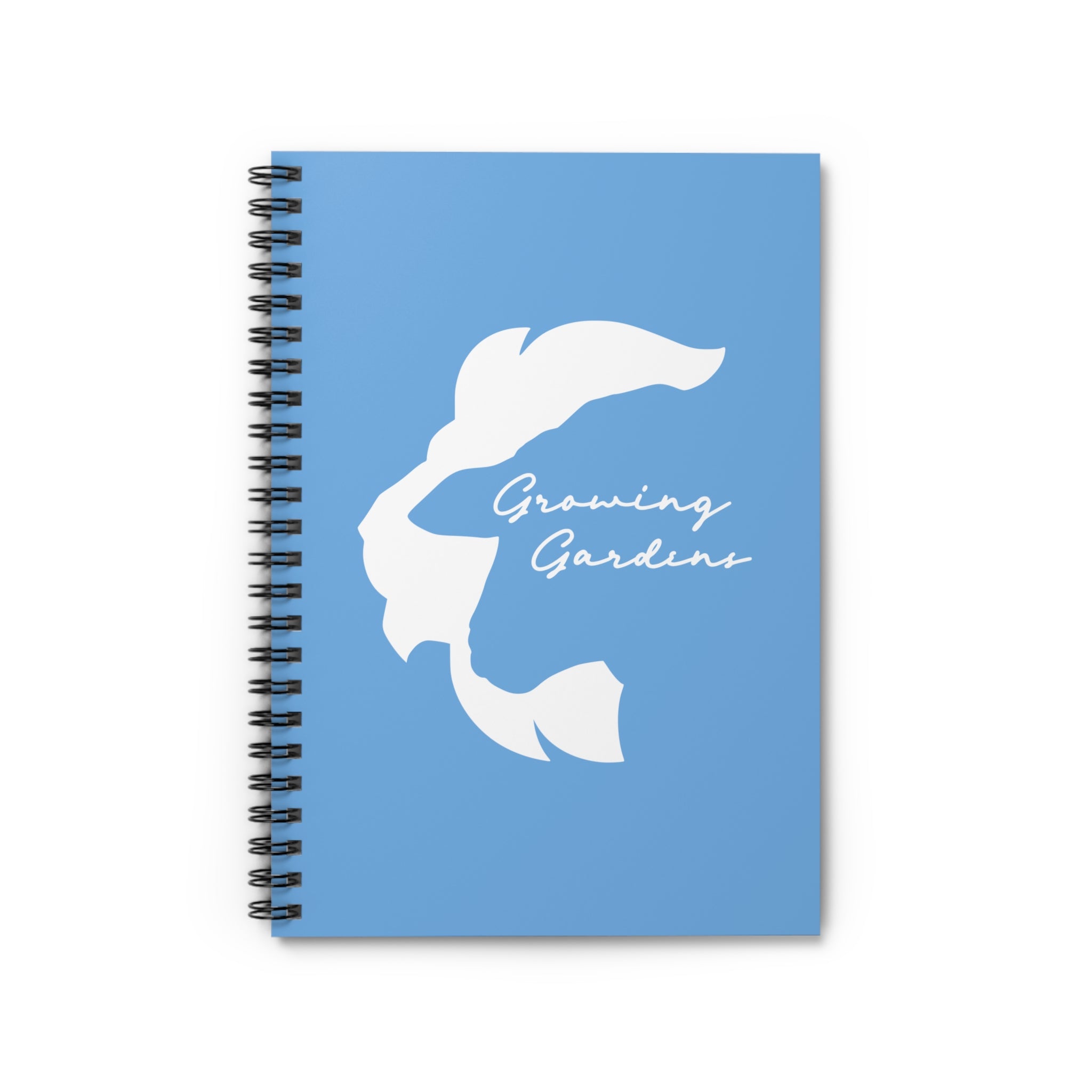 LL Design Spiral Notebook – White on Light Blue