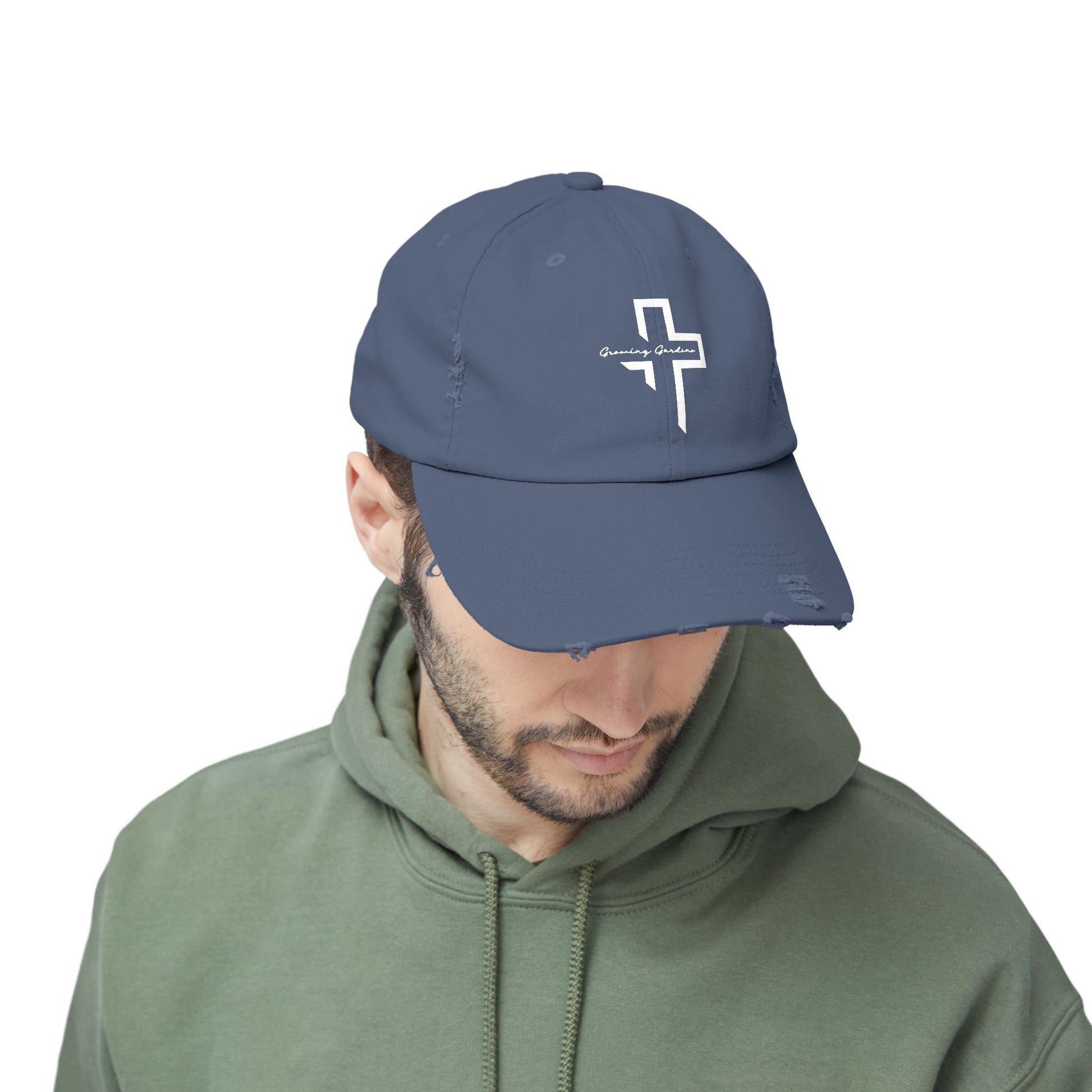 GG Cross Hat, White on Scotland Blue