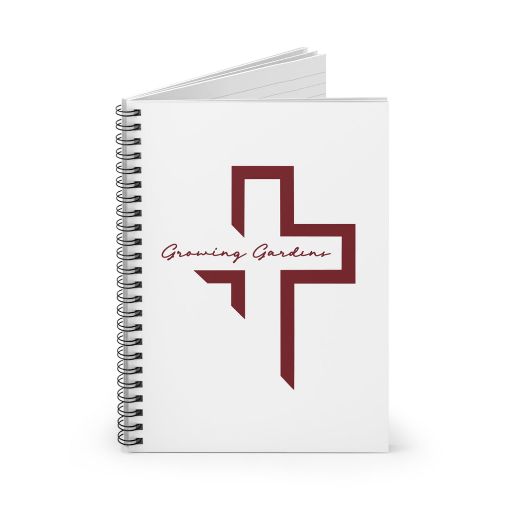 White Spiral Notebook with Deep Red Cross