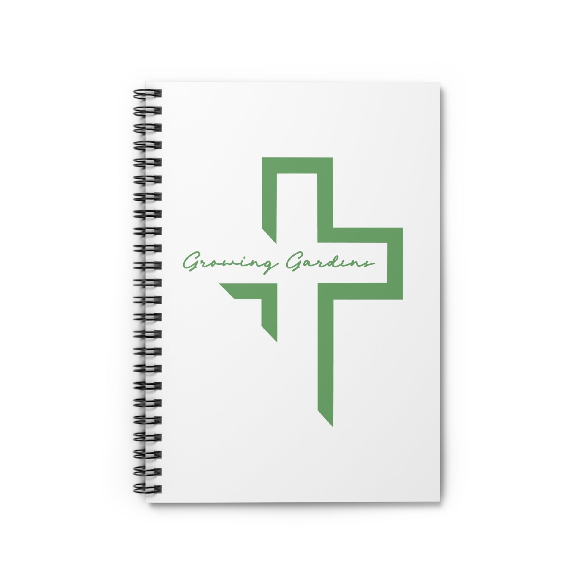 White Spiral Notebook with Warm Green Cross