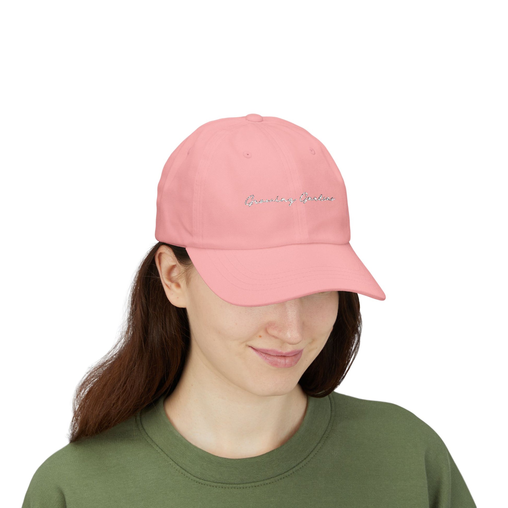 GG Script Classic Dad Cap - White on Pink