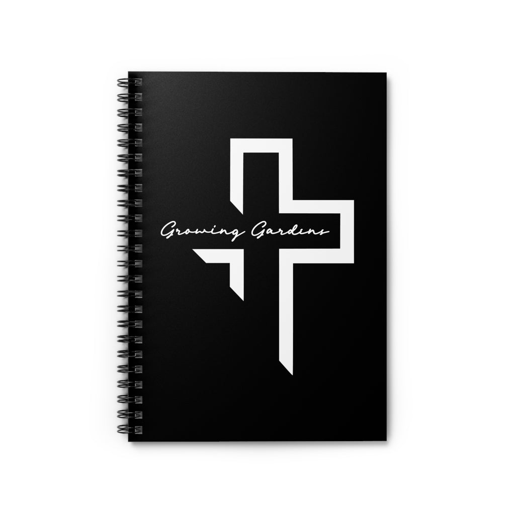 GG Cross Spiral Notebook – White on Black