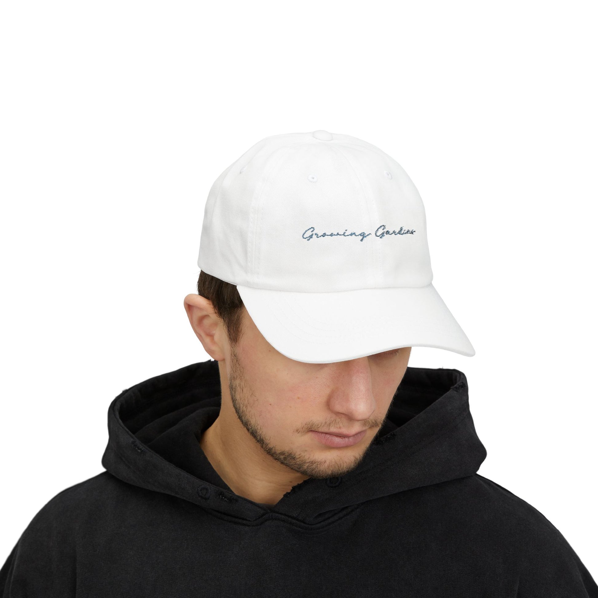 Classic White Dad Cap, Blue GG Script