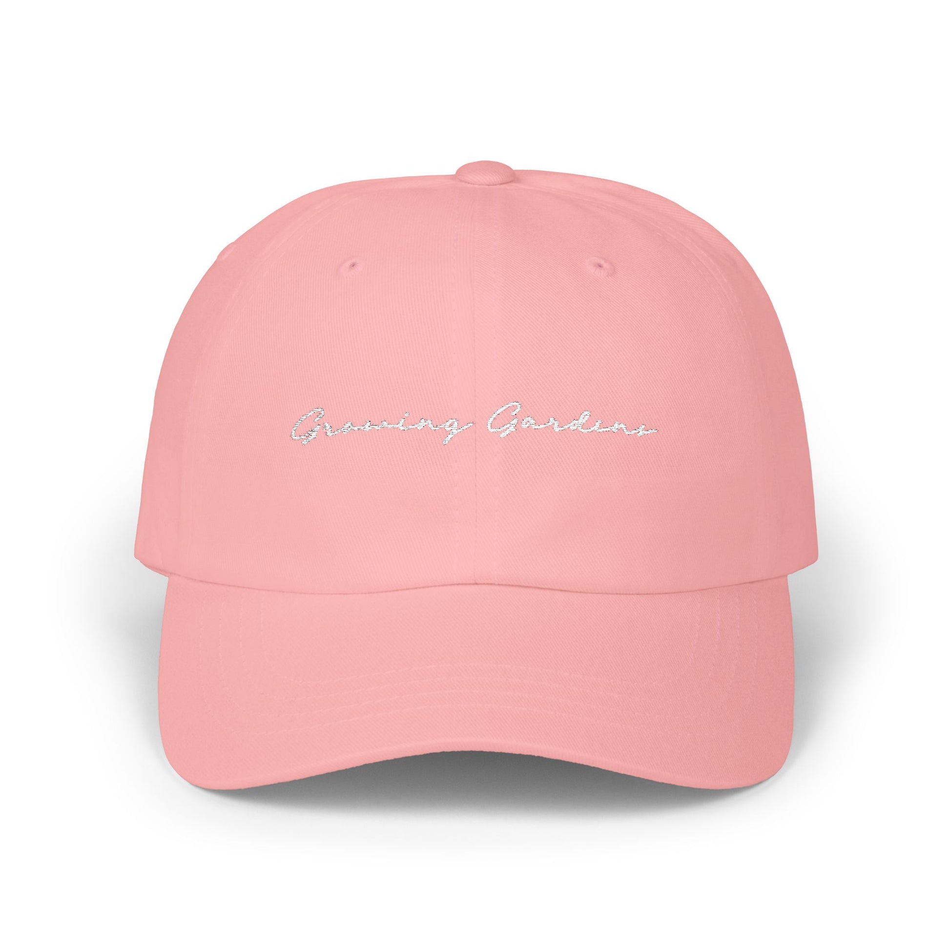 GG Script Classic Dad Cap - White on Pink