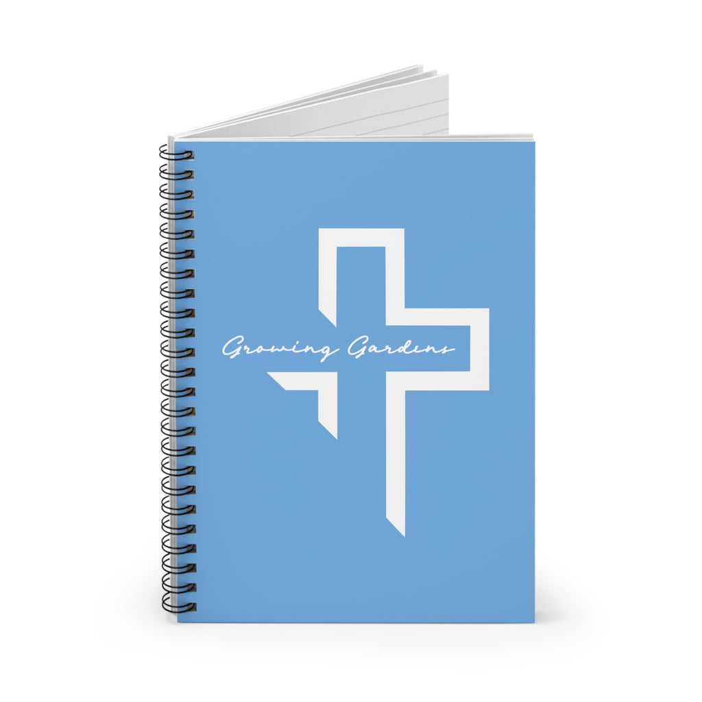 GG Cross Spiral Notebook – White on Light Blue