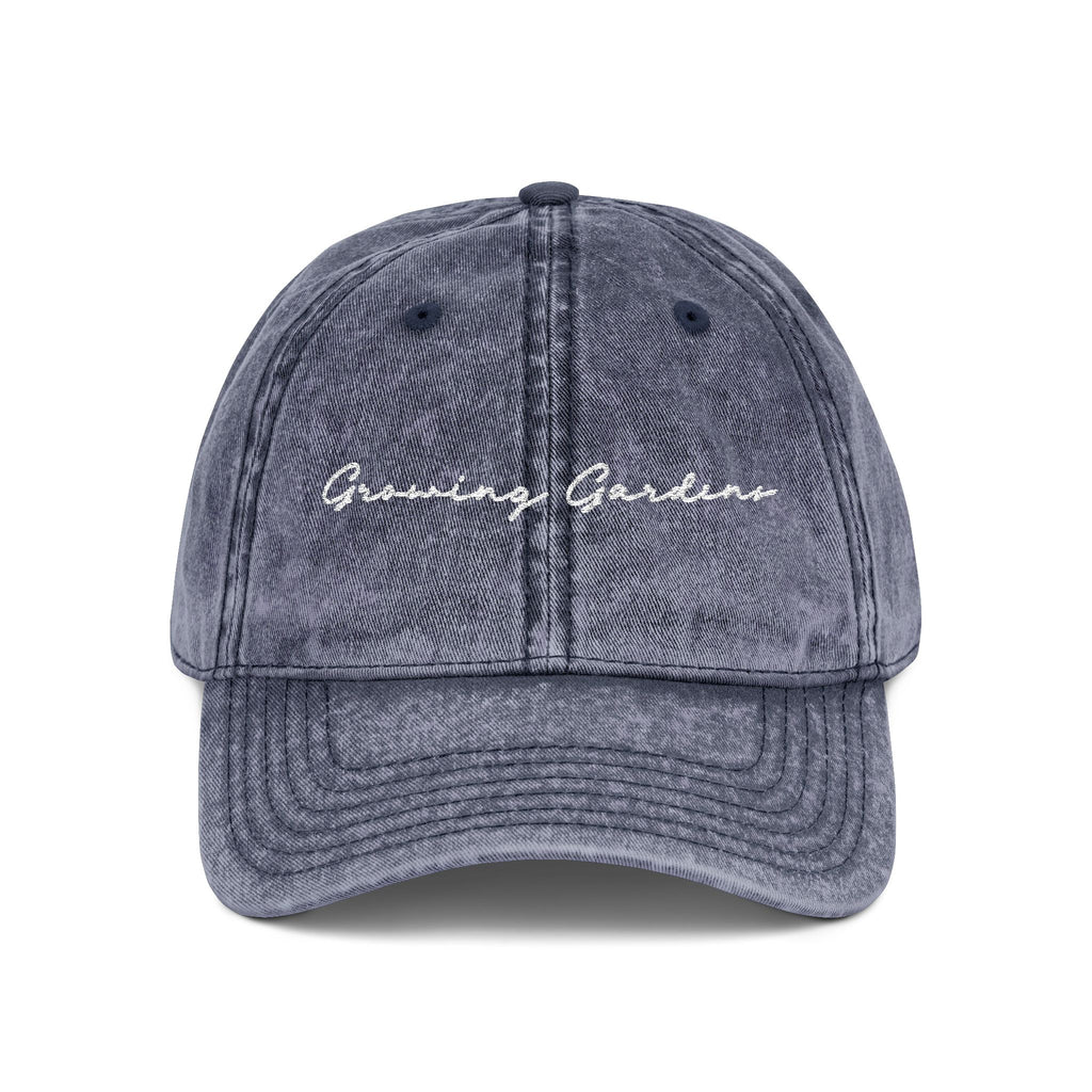 Vintage Embroidered Cap, GG Script White on Navy