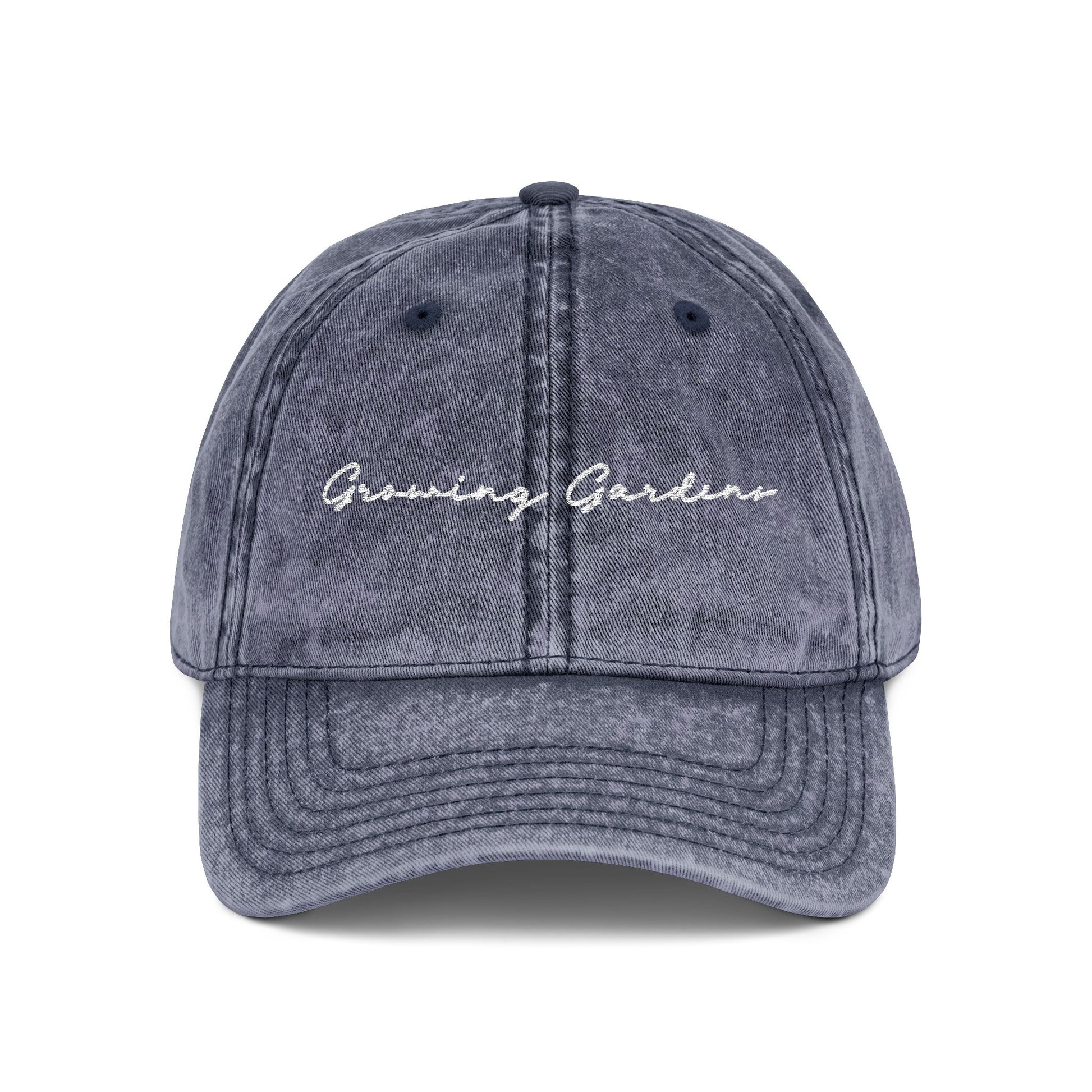 Vintage Embroidered Cap, GG Script White on Navy