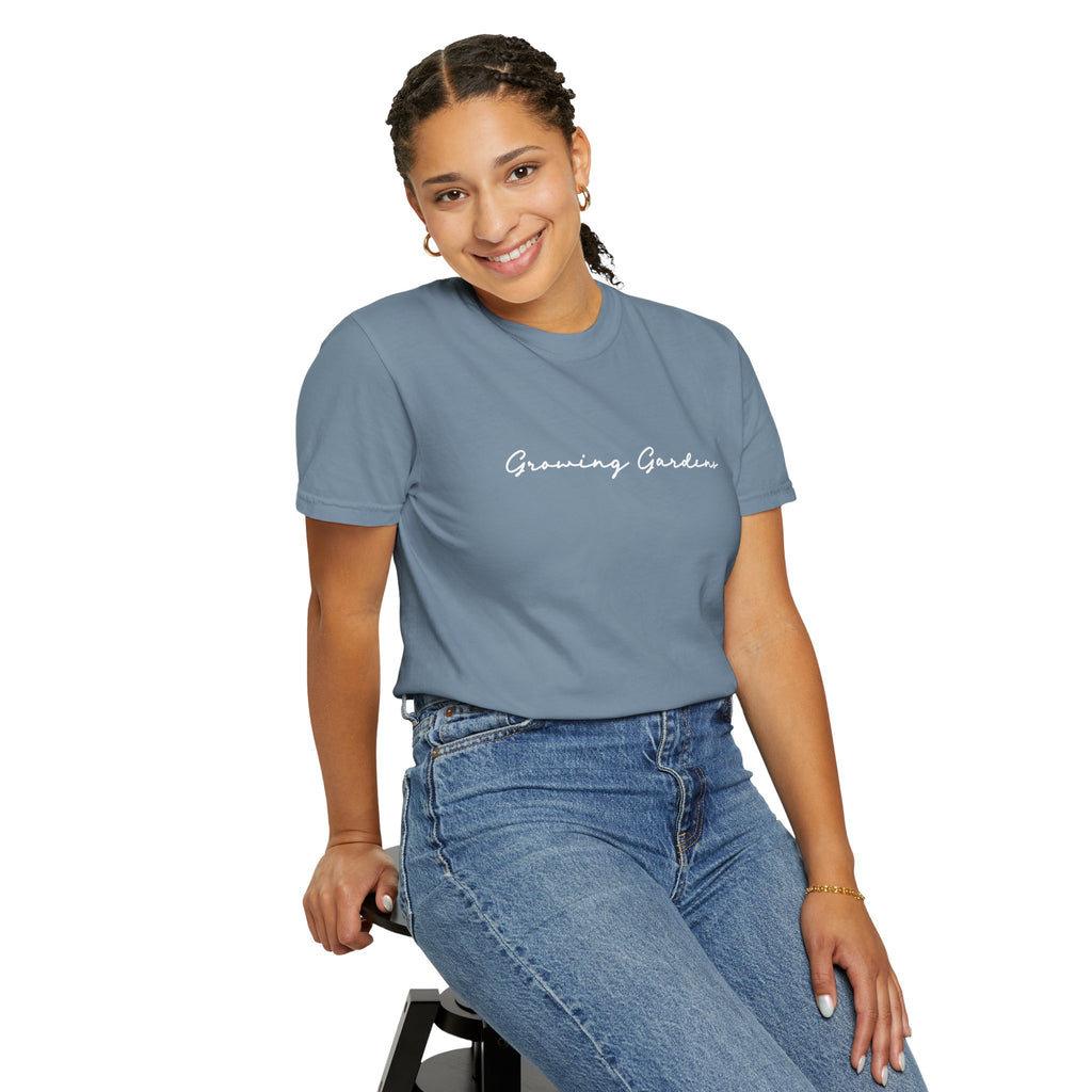 GG Script Tee with Cross - Ice Blue