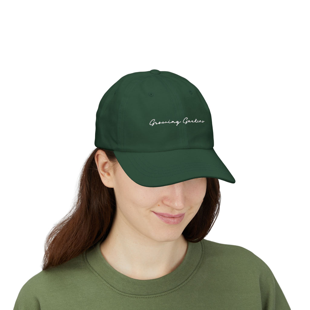 GG Script Classic Dad Cap - White on Spruce