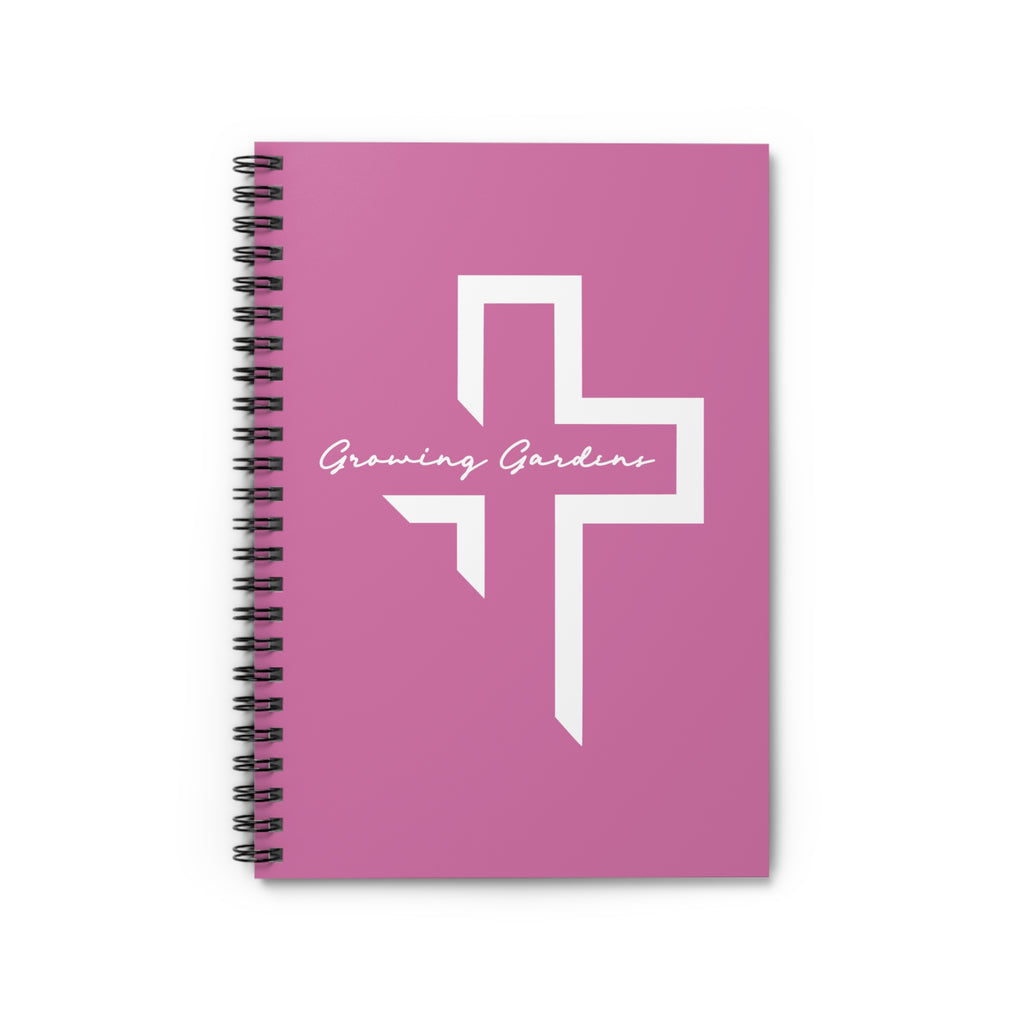 GG Cross Spiral Notebook – White on Pink