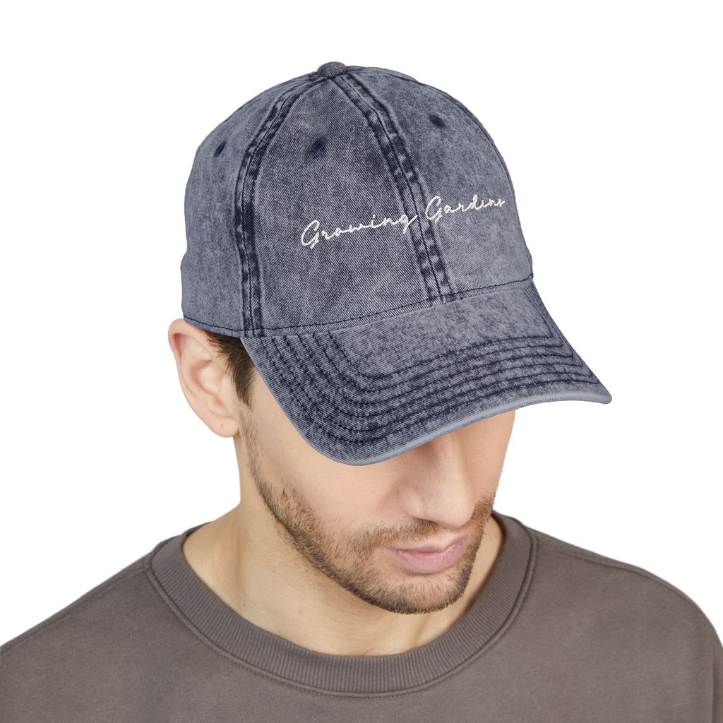 Vintage Embroidered Cap, GG Script White on Navy