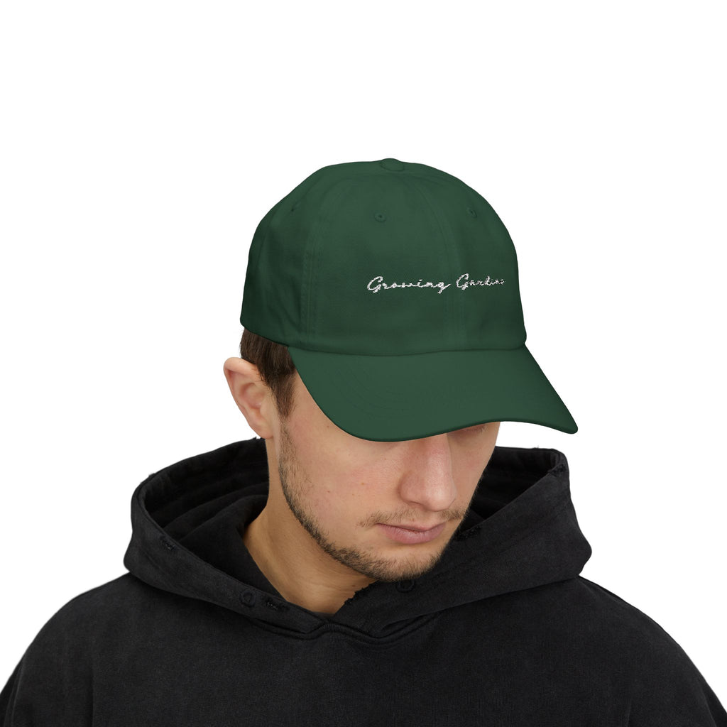 GG Script Classic Dad Cap - White on Spruce