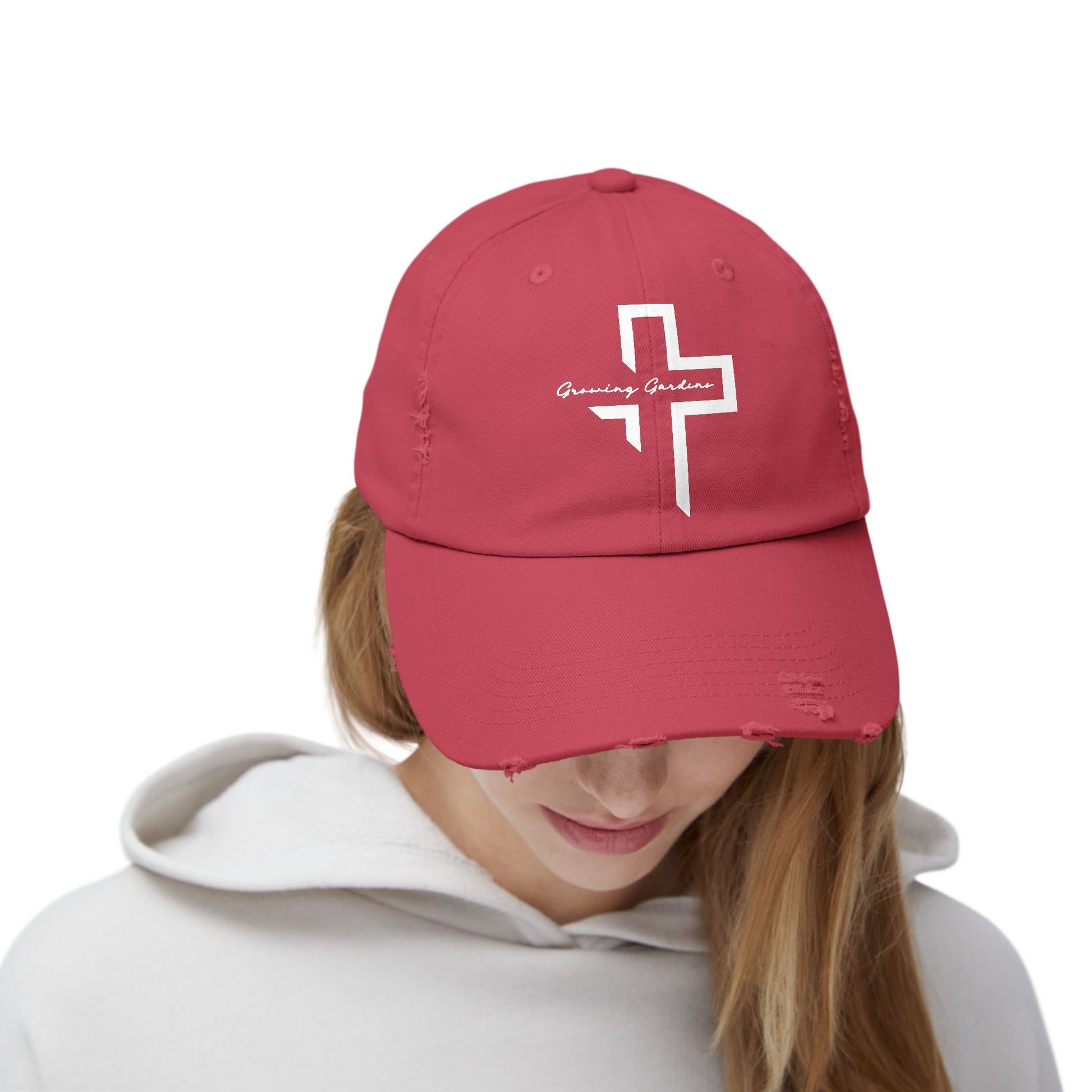 GG Cross Hat, White on Red