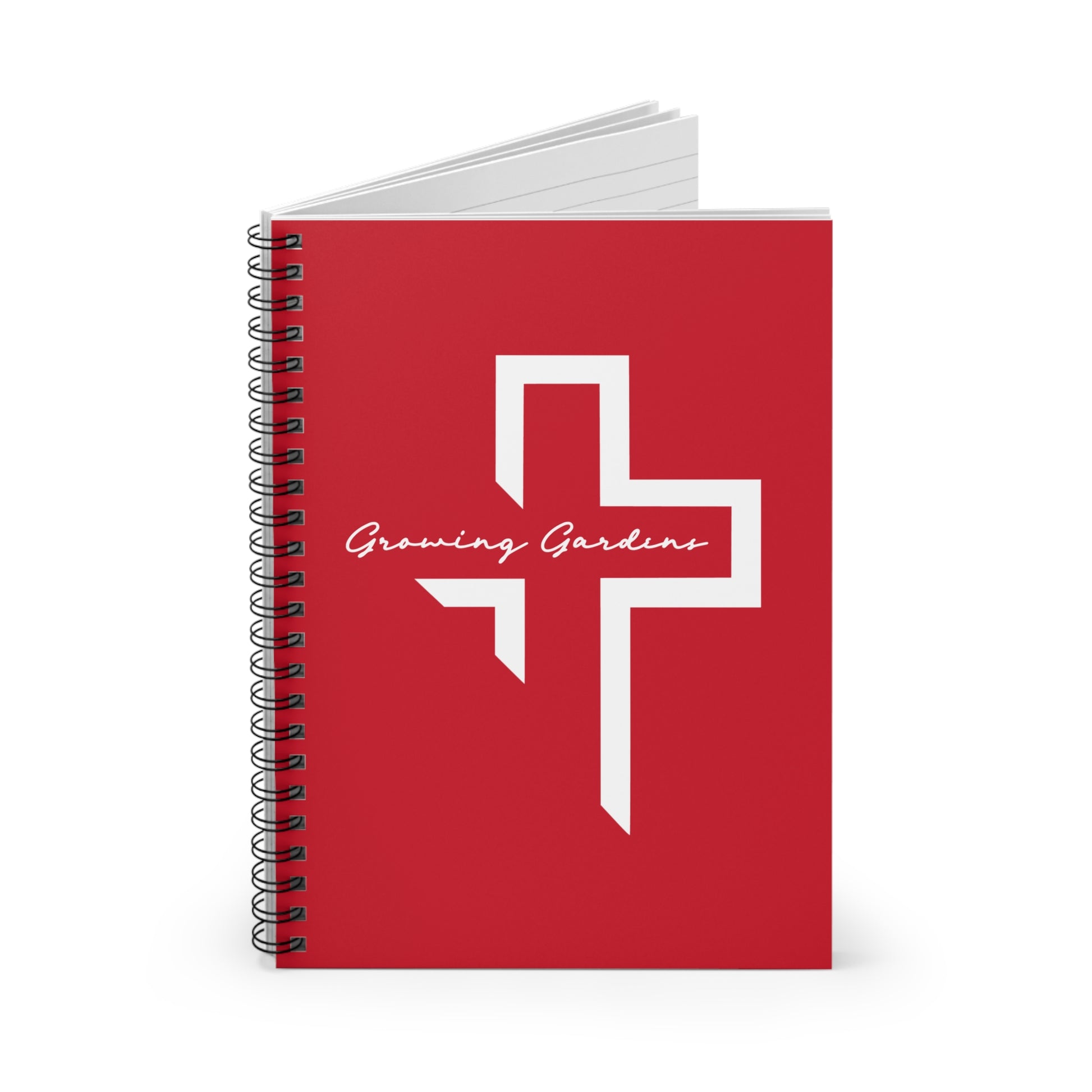 GG Cross Spiral Notebook – White on Red