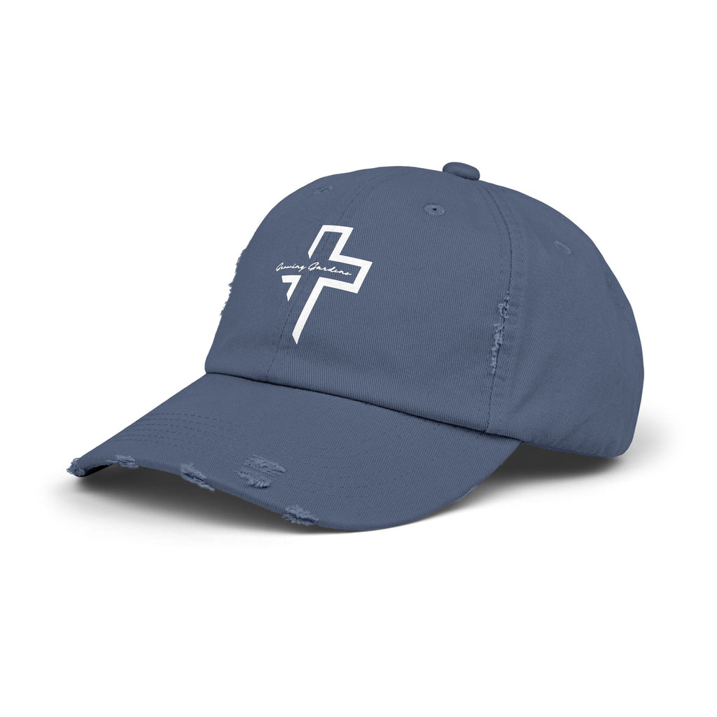 GG Cross Hat, White on Scotland Blue
