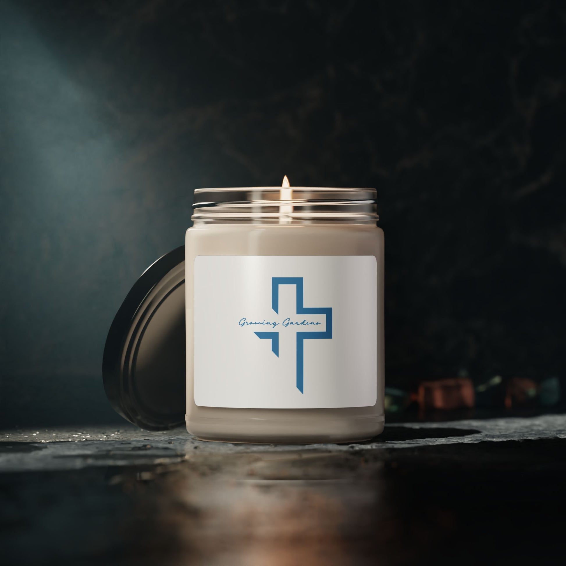 GG Cross Design Candle - Light Blue