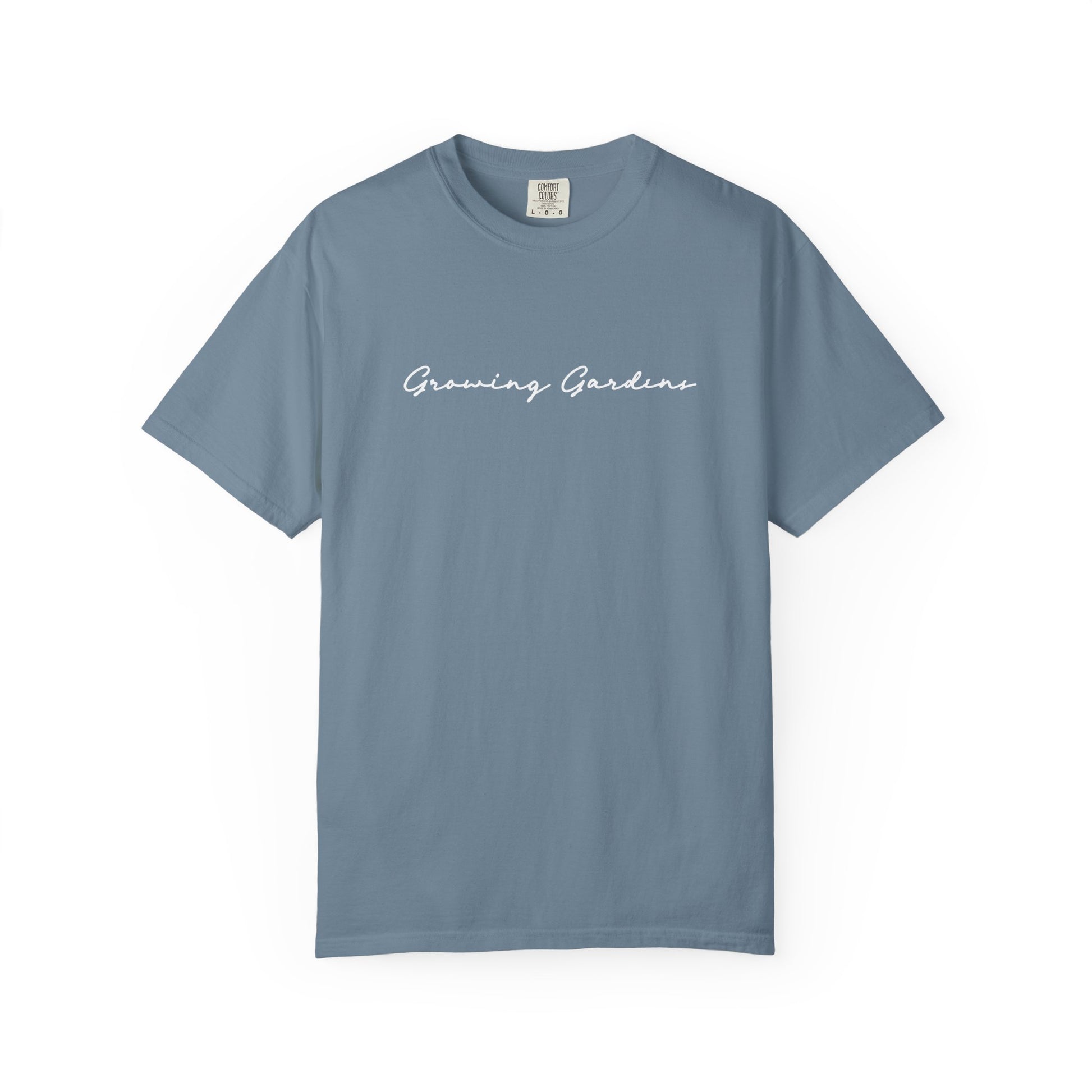 GG Script Tee with Cross - Ice Blue