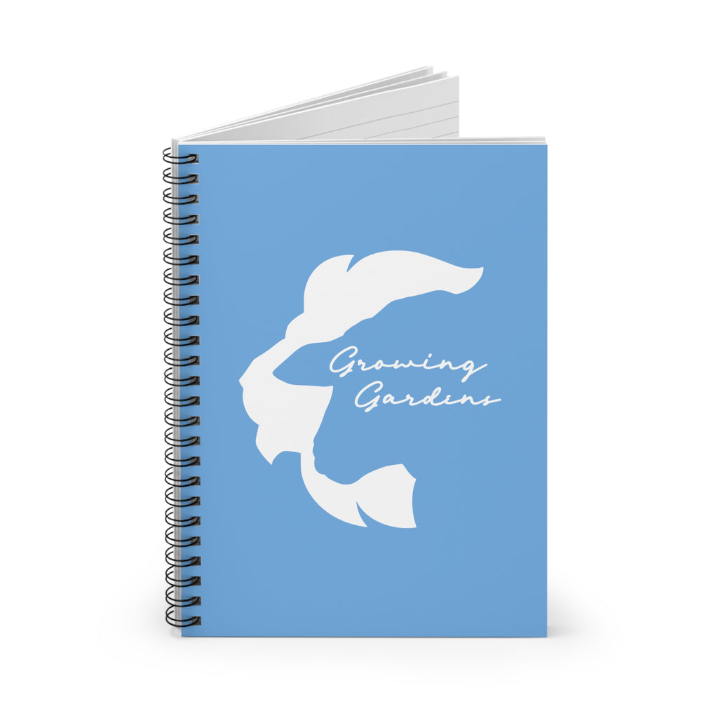 LL Design Spiral Notebook – White on Light Blue
