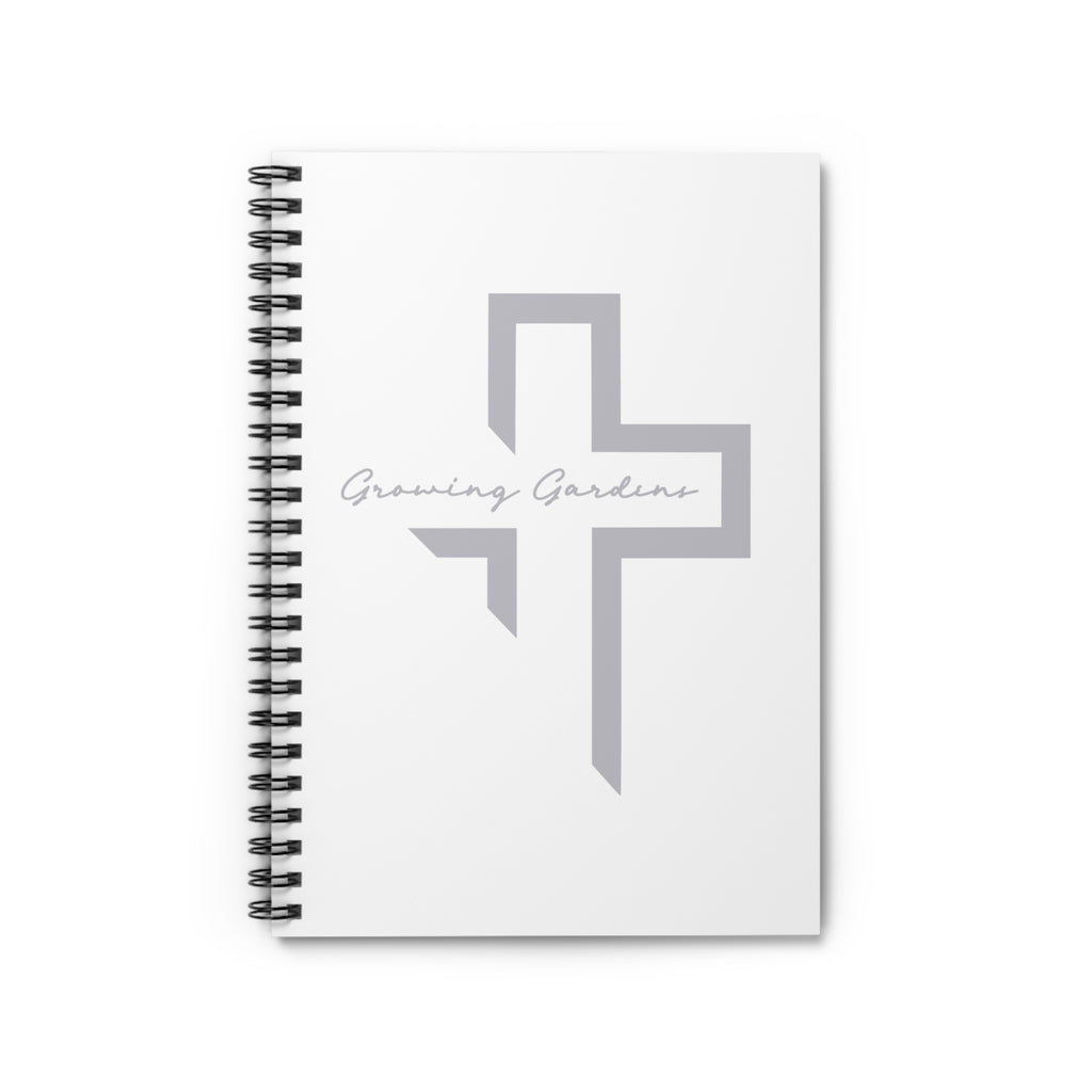 White Spiral Notebook with Gray Cross