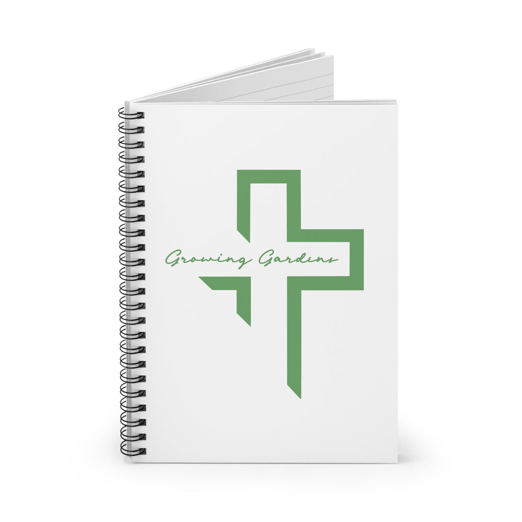 White Spiral Notebook with Warm Green Cross