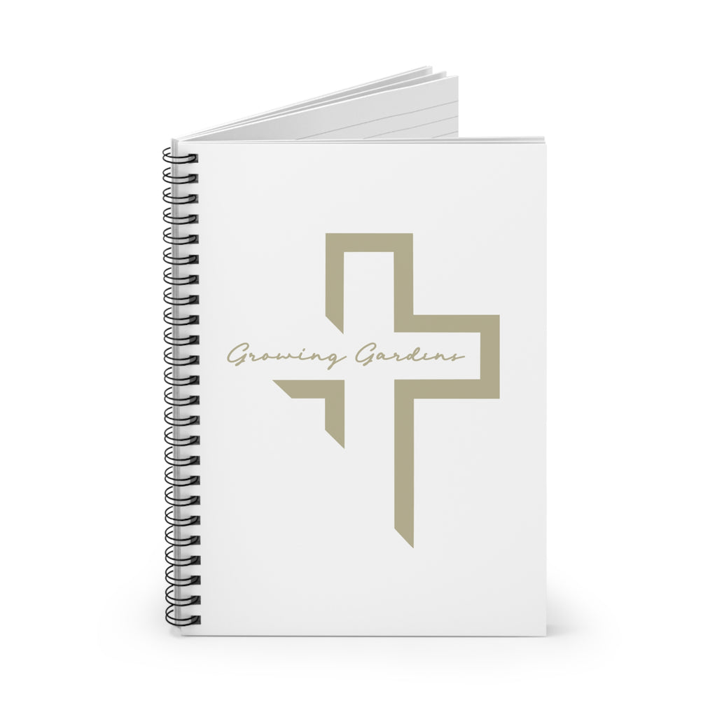 White Spiral Notebook with Bronze Cross
