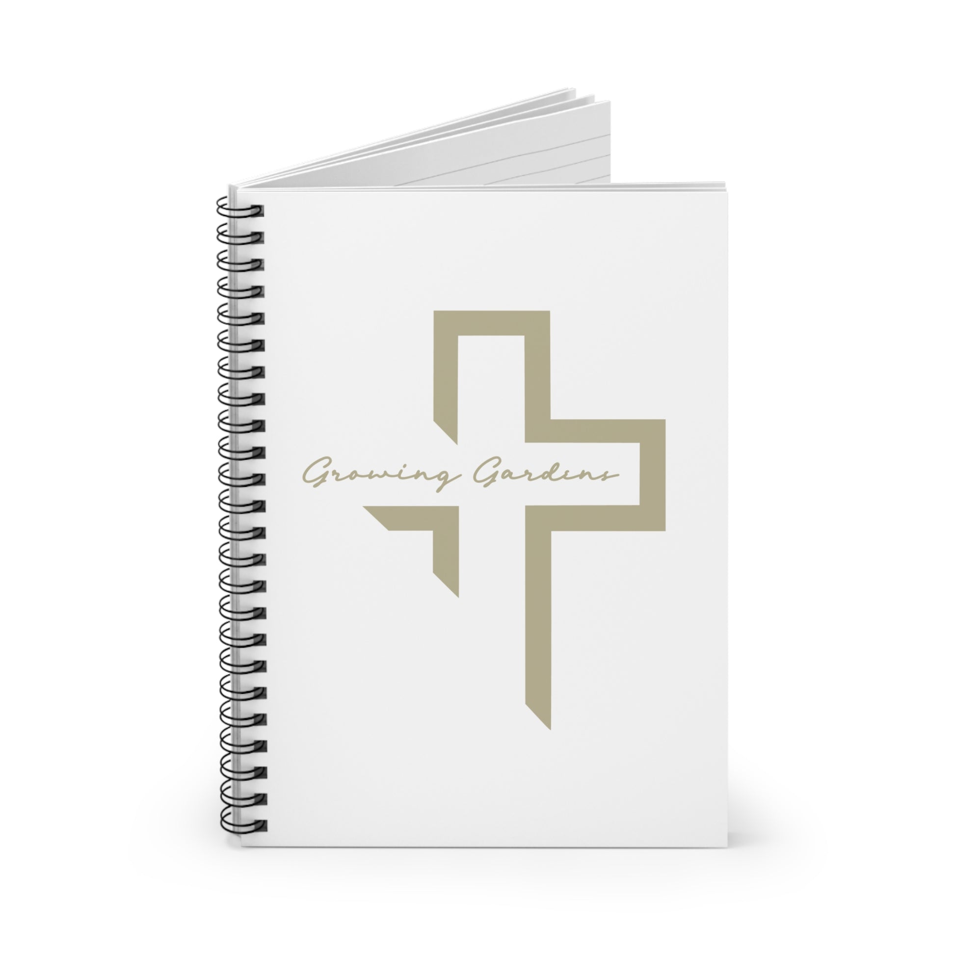 White Spiral Notebook with Bronze Cross
