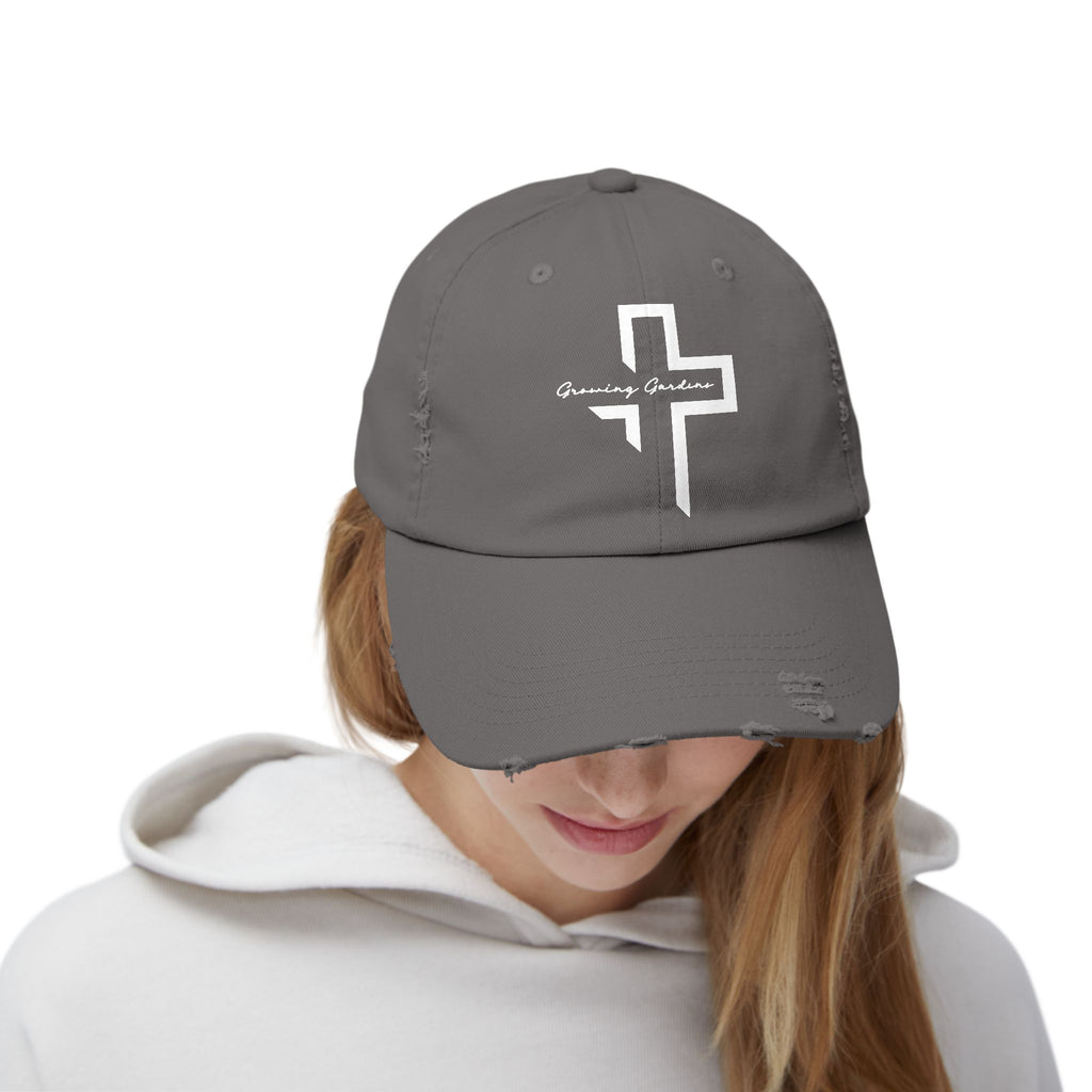 GG Cross Hat, Two-Tone White on Nickel