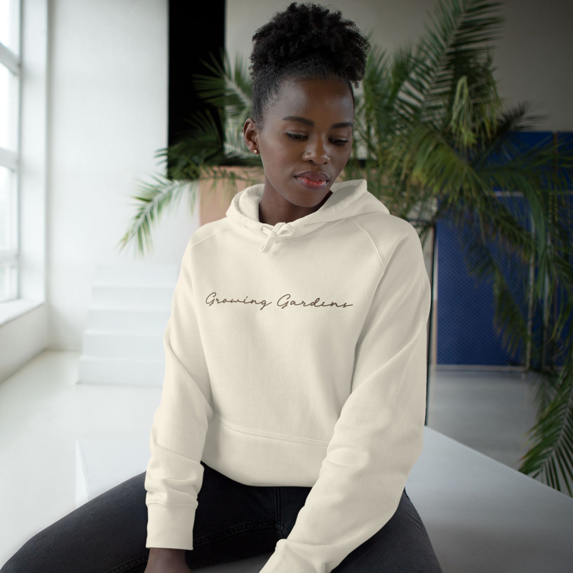 GG Script with Cross Hoodie - Ecru