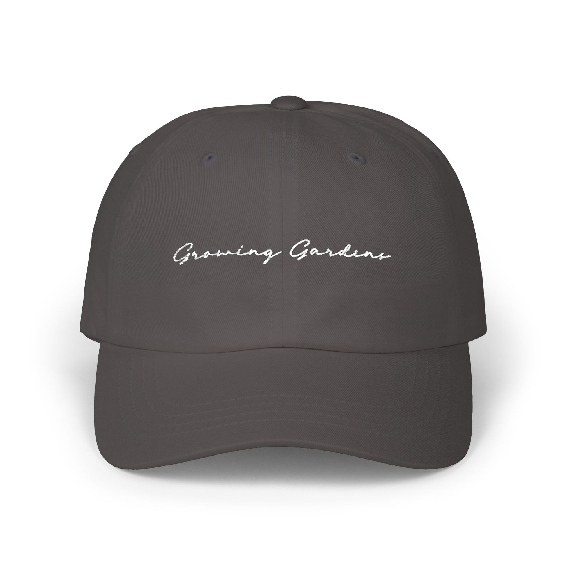 GG Script Classic Dad Cap - White on Dark Grey