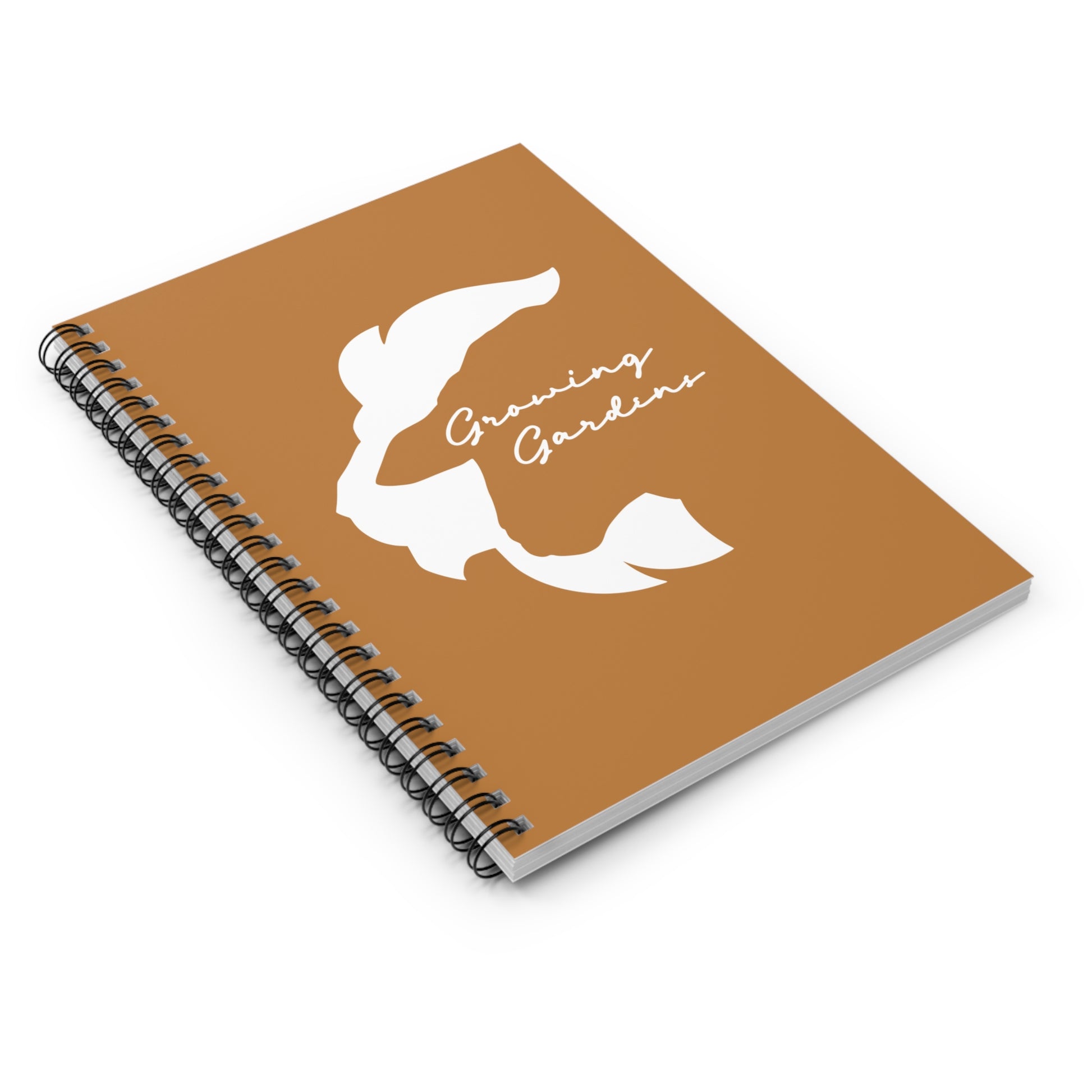 LL Design Spiral Notebook – White on Light Brown