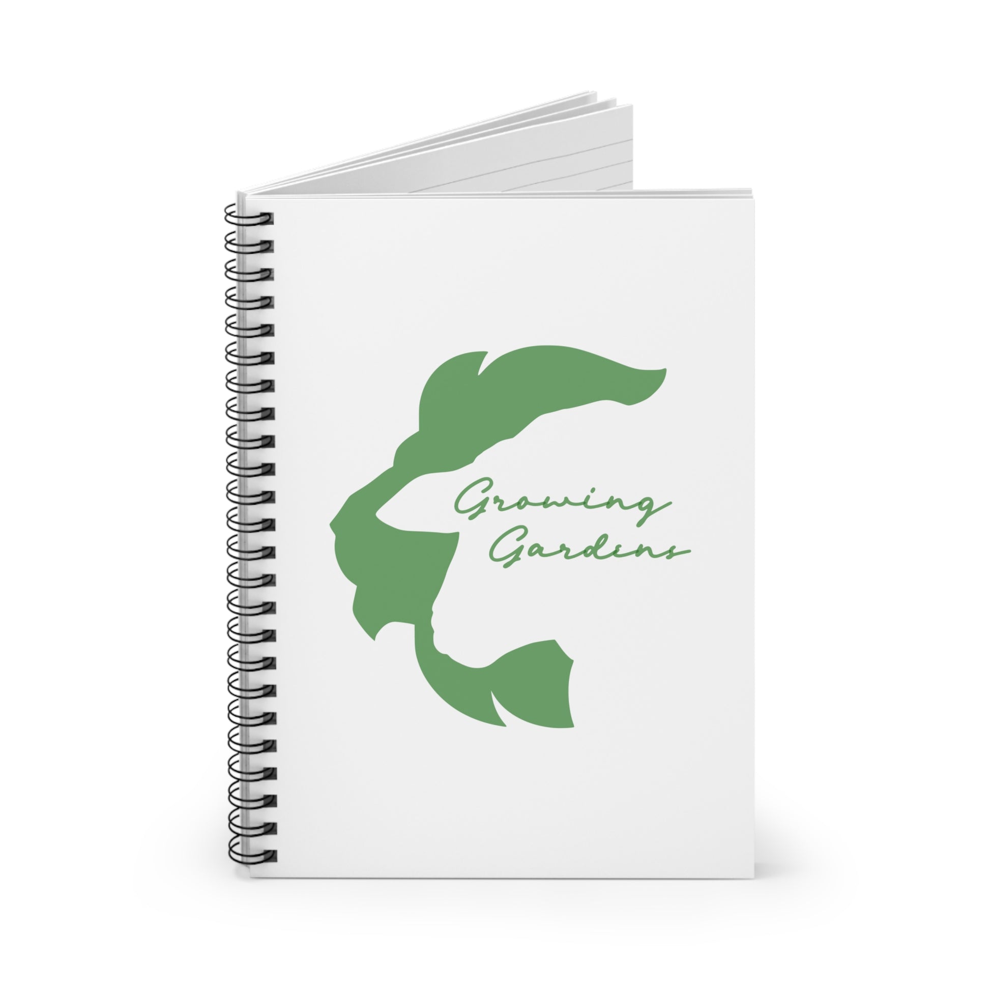 White Spiral Notebook with Warm Green LL Design