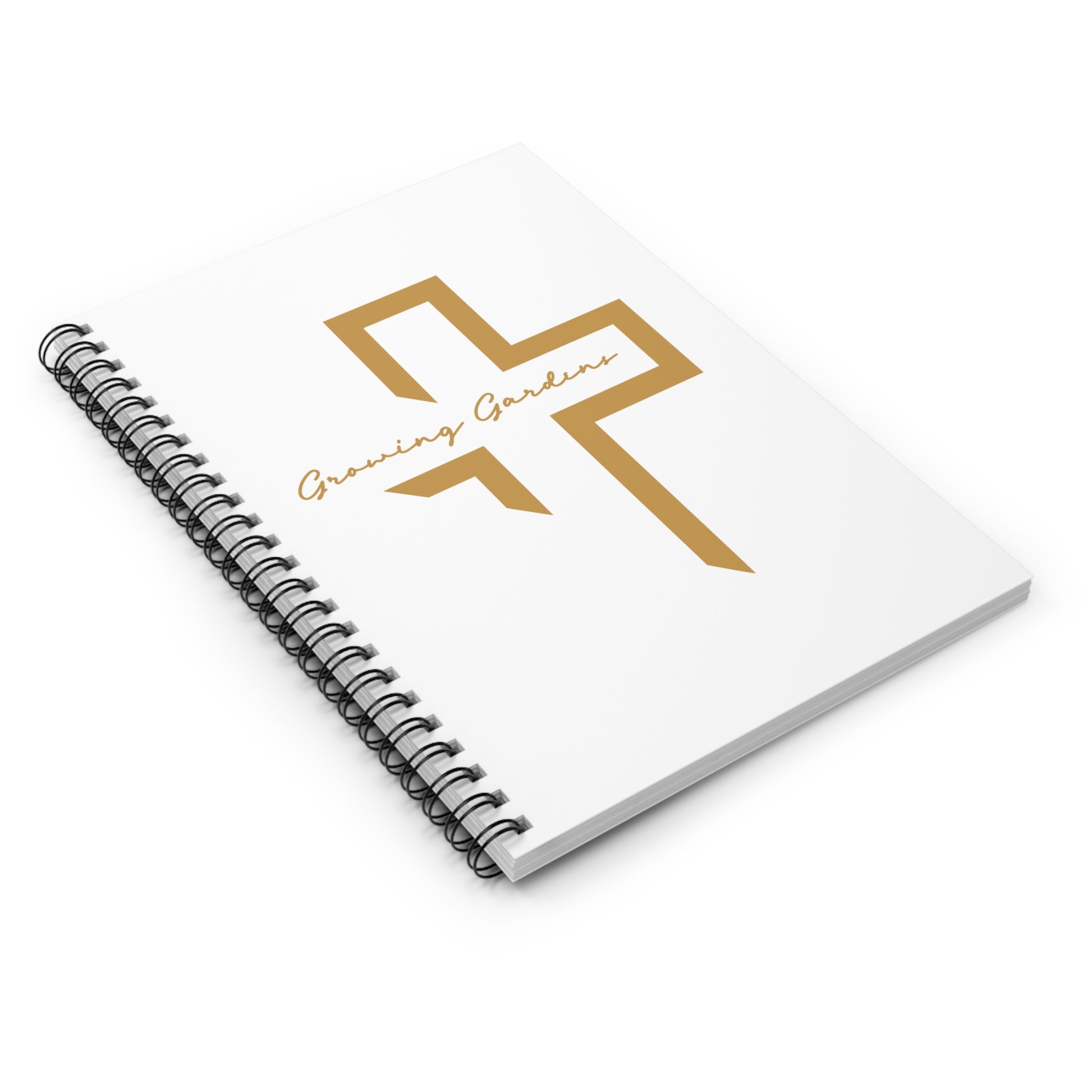 White Spiral Notebook with Burnt Orange Cross