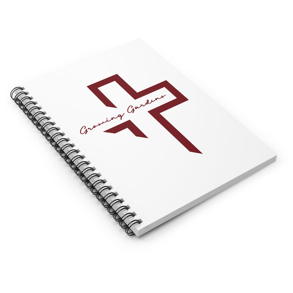 White Spiral Notebook with Deep Red Cross