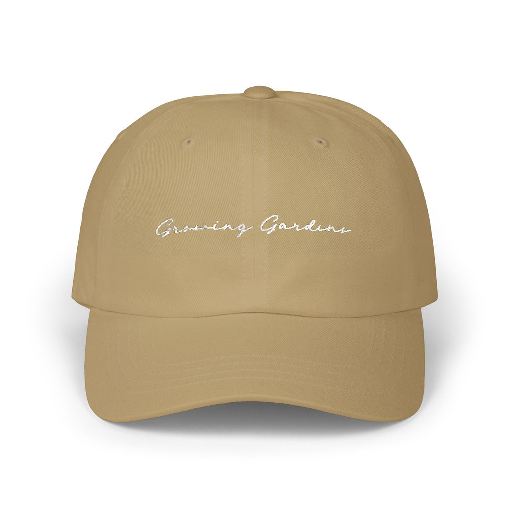 GG Script Classic Dad Cap - White on Khaki