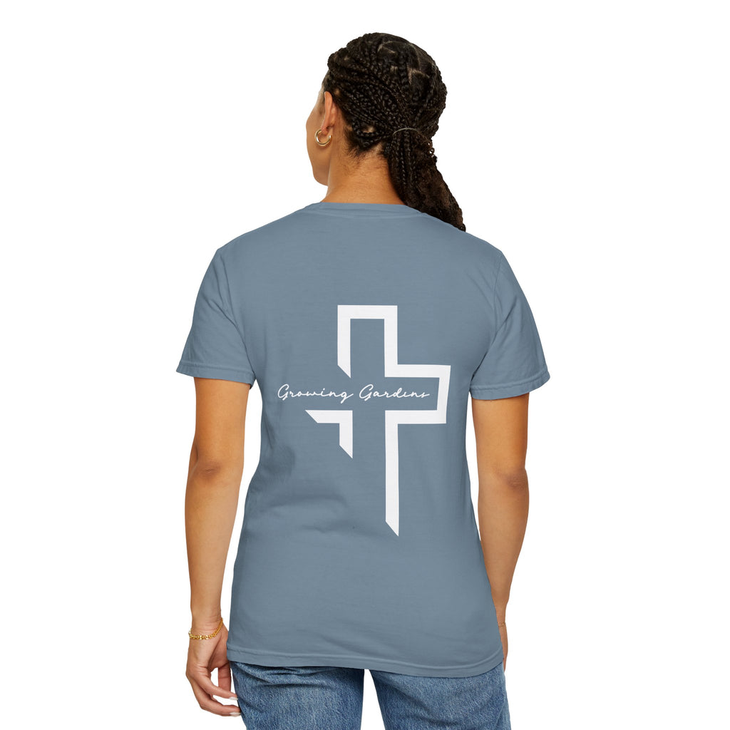 GG Script Tee with Cross - Ice Blue