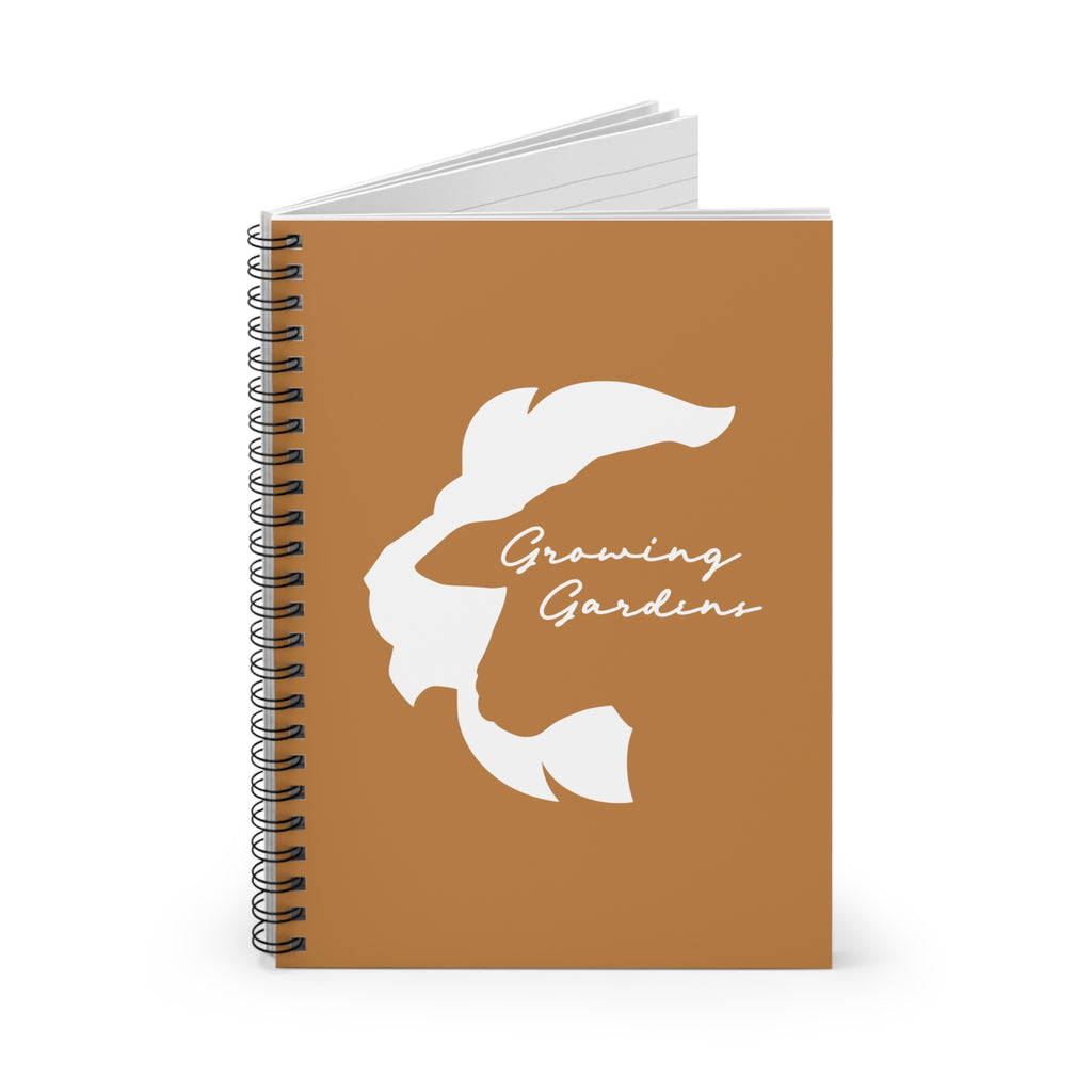 LL Design Spiral Notebook – White on Light Brown