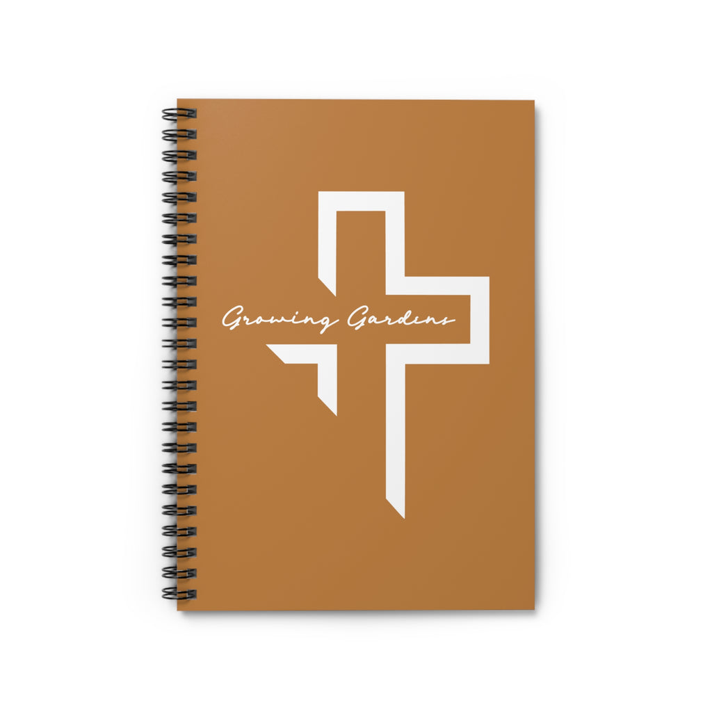 GG Cross Spiral Notebook – White on Light Brown