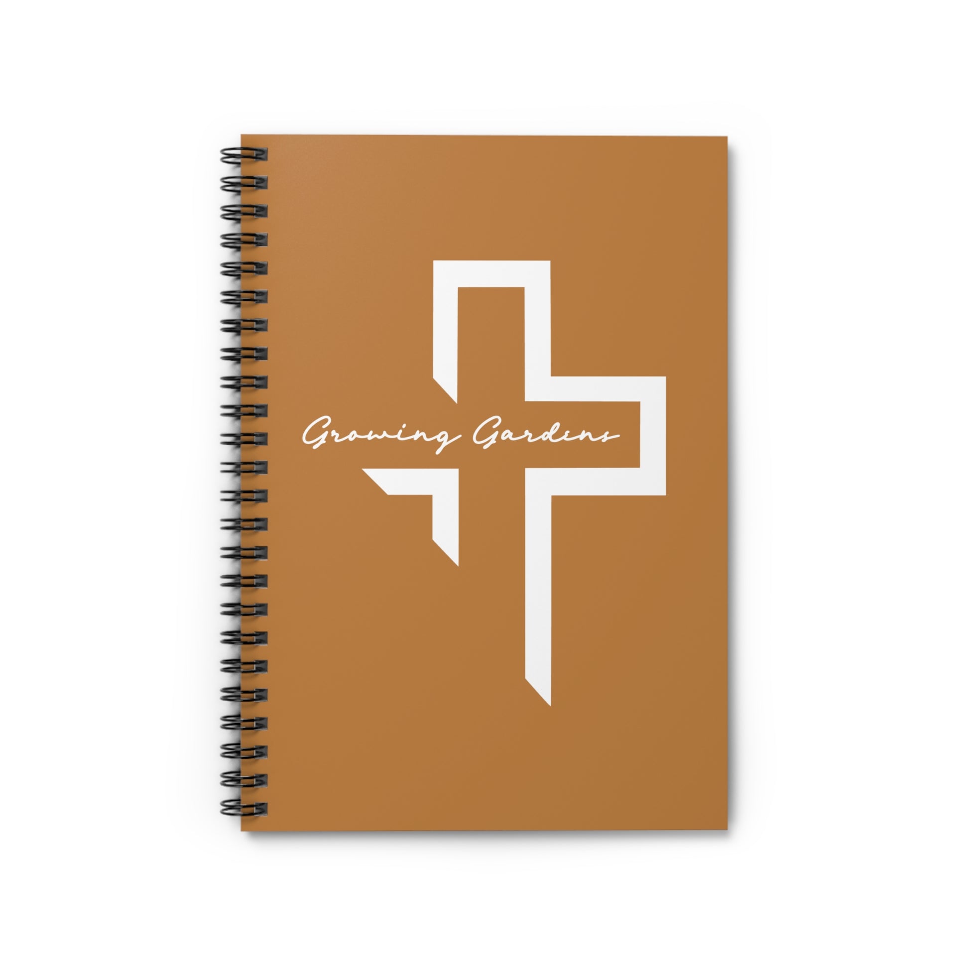 GG Cross Spiral Notebook – White on Light Brown