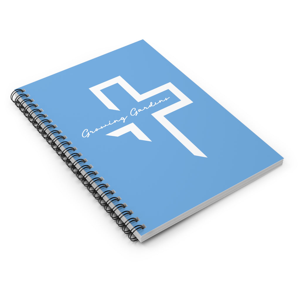 GG Cross Spiral Notebook – White on Light Blue