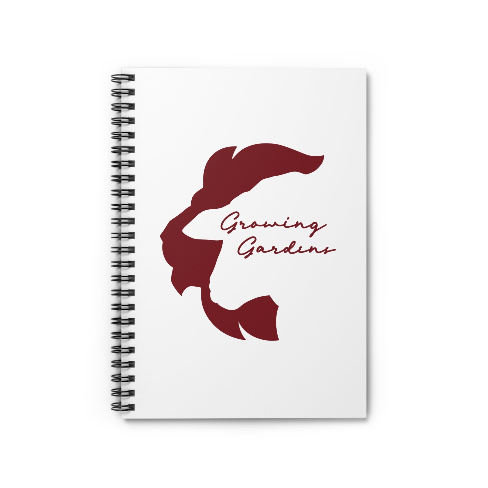 White Spiral Notebook with Deep Red LL Design