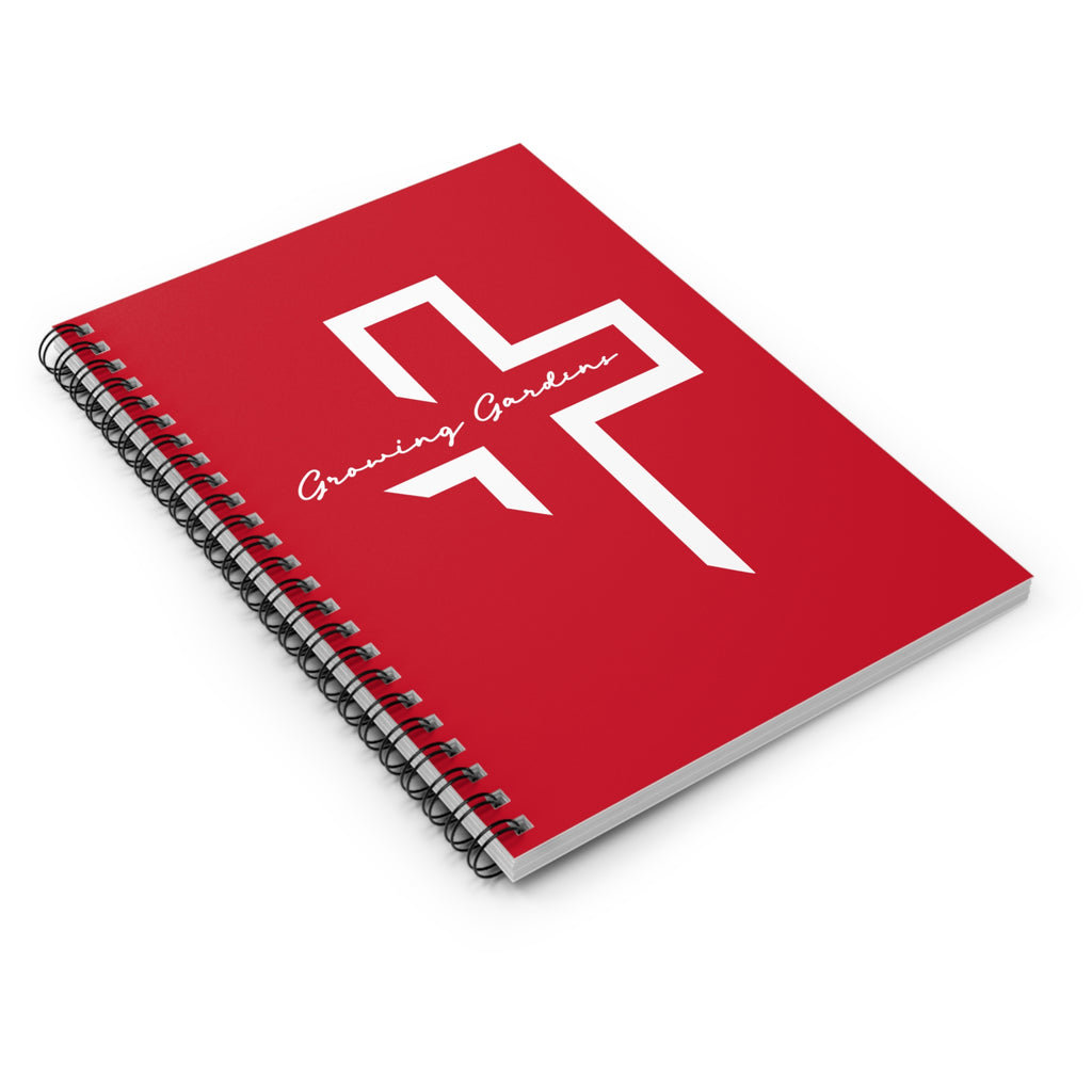 GG Cross Spiral Notebook – White on Red