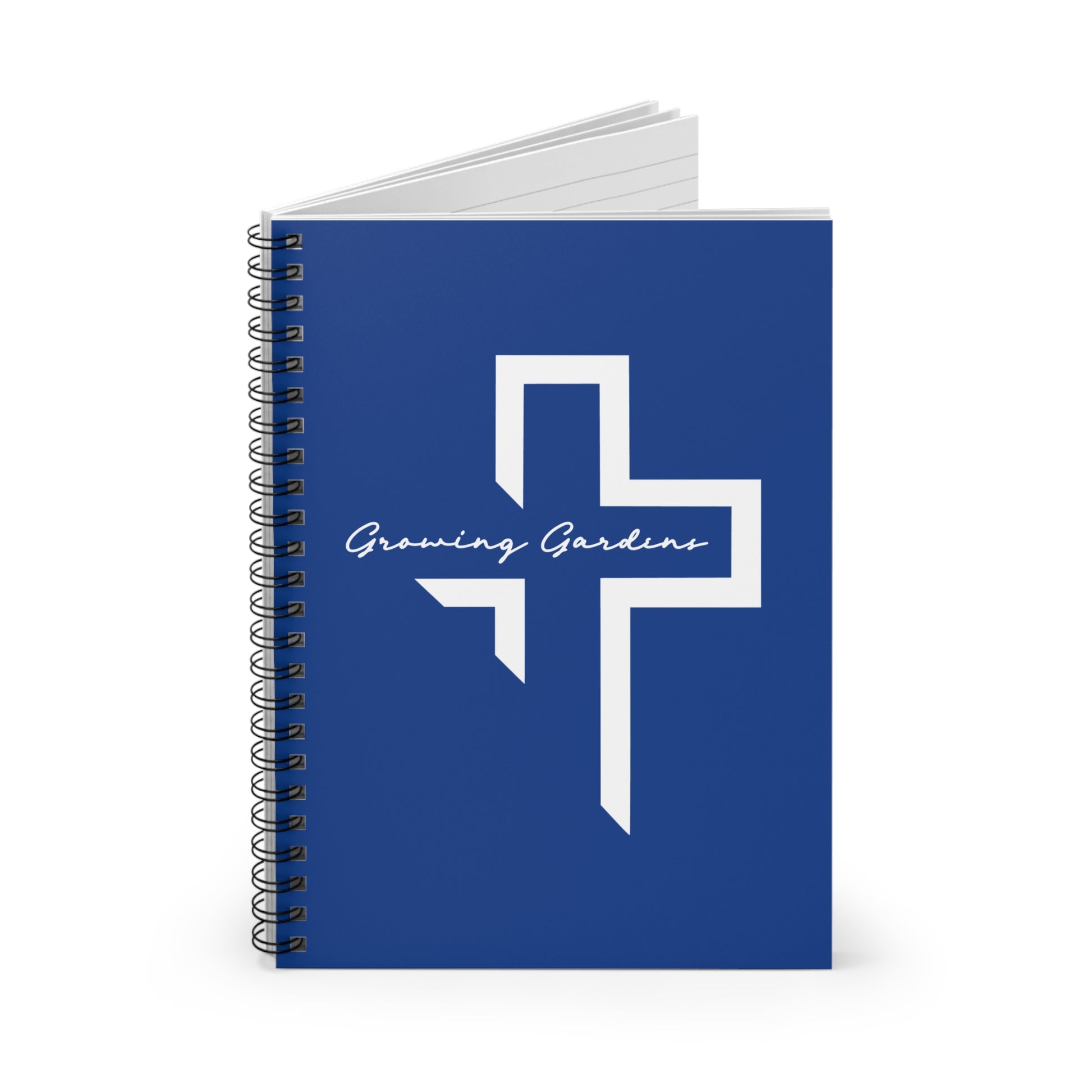 GG Cross Spiral Notebook – White on Dark Blue