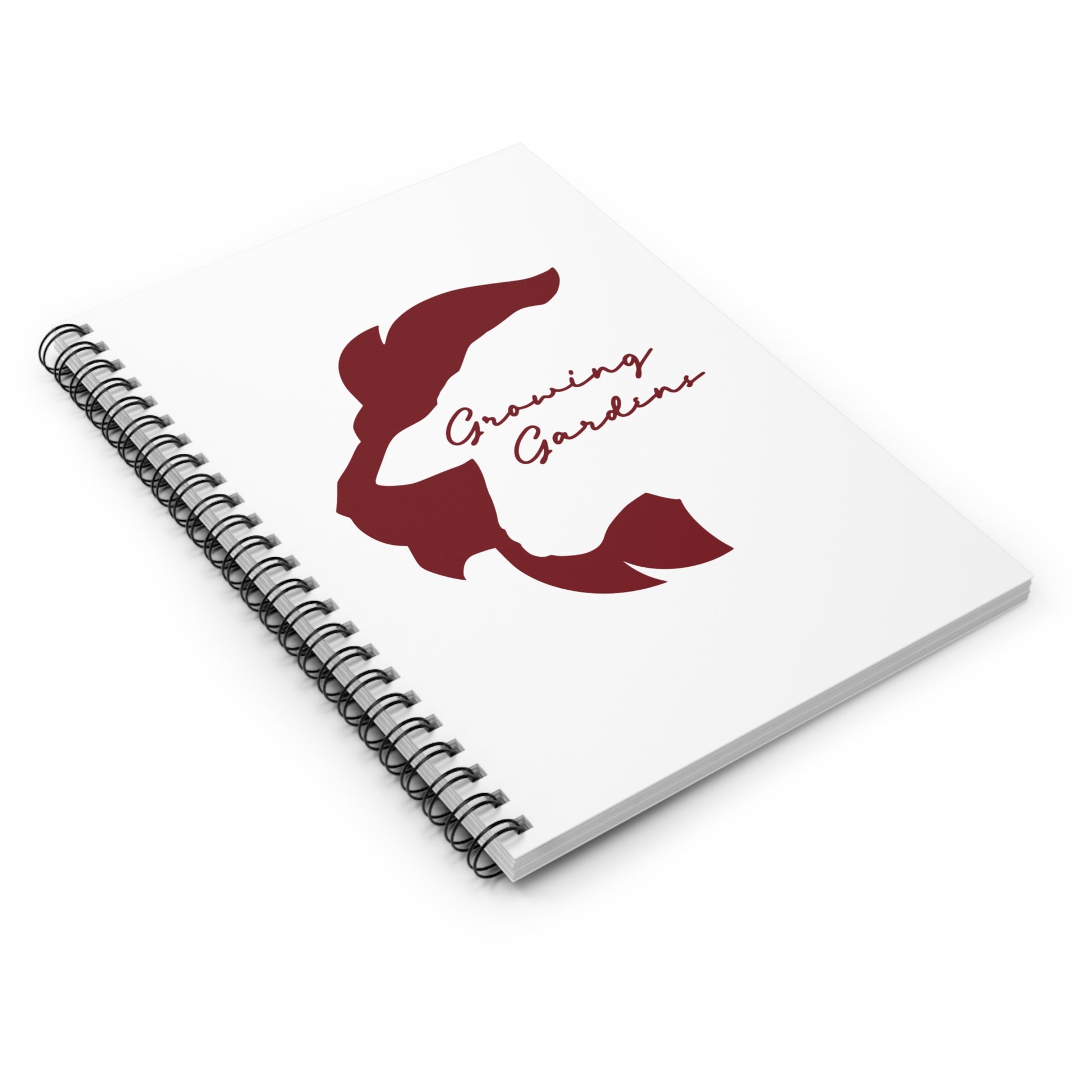 White Spiral Notebook with Deep Red LL Design