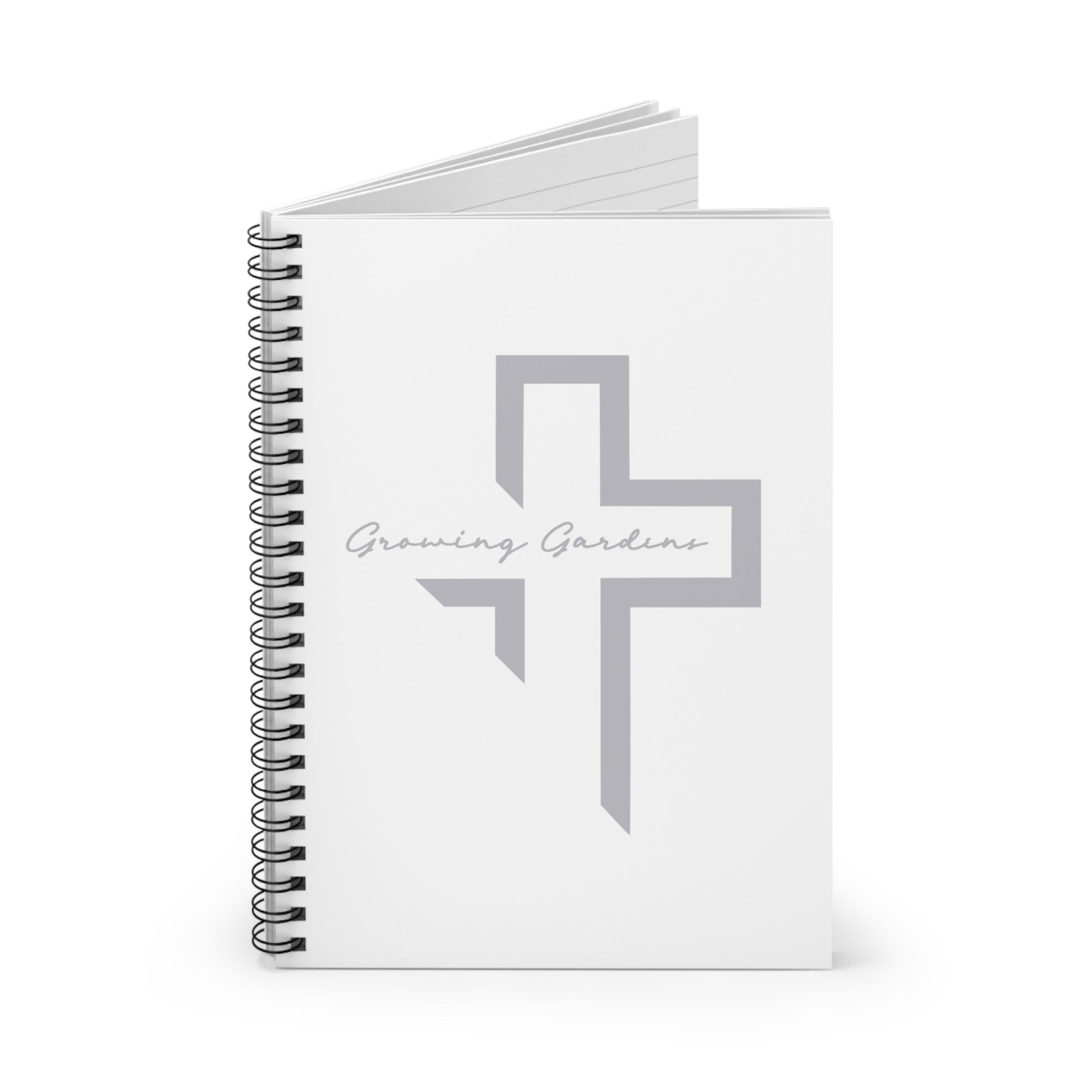 White Spiral Notebook with Gray Cross