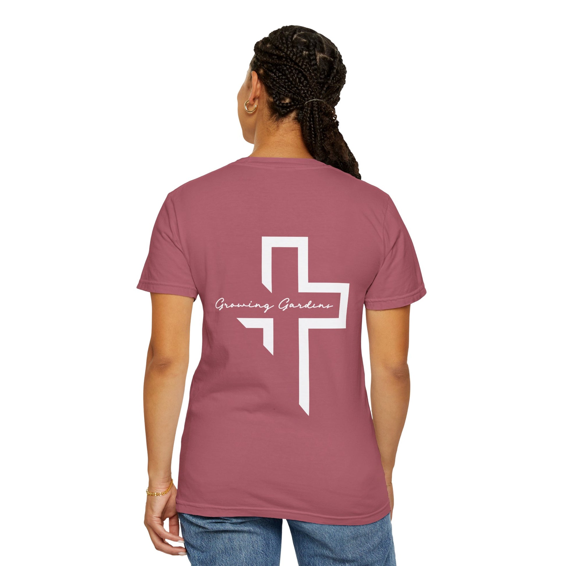 GG Script Tee with Cross - Crimson