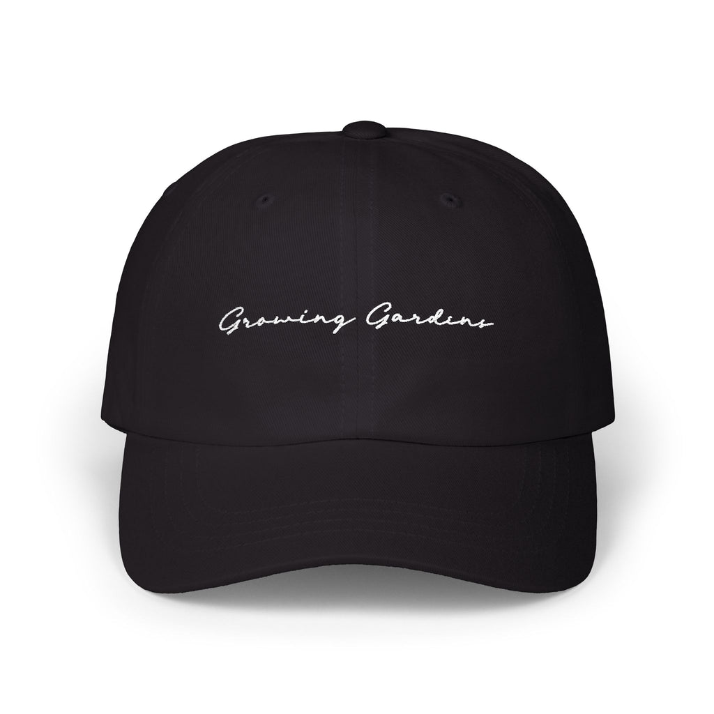 GG Script Classic Dad Cap - White on Black