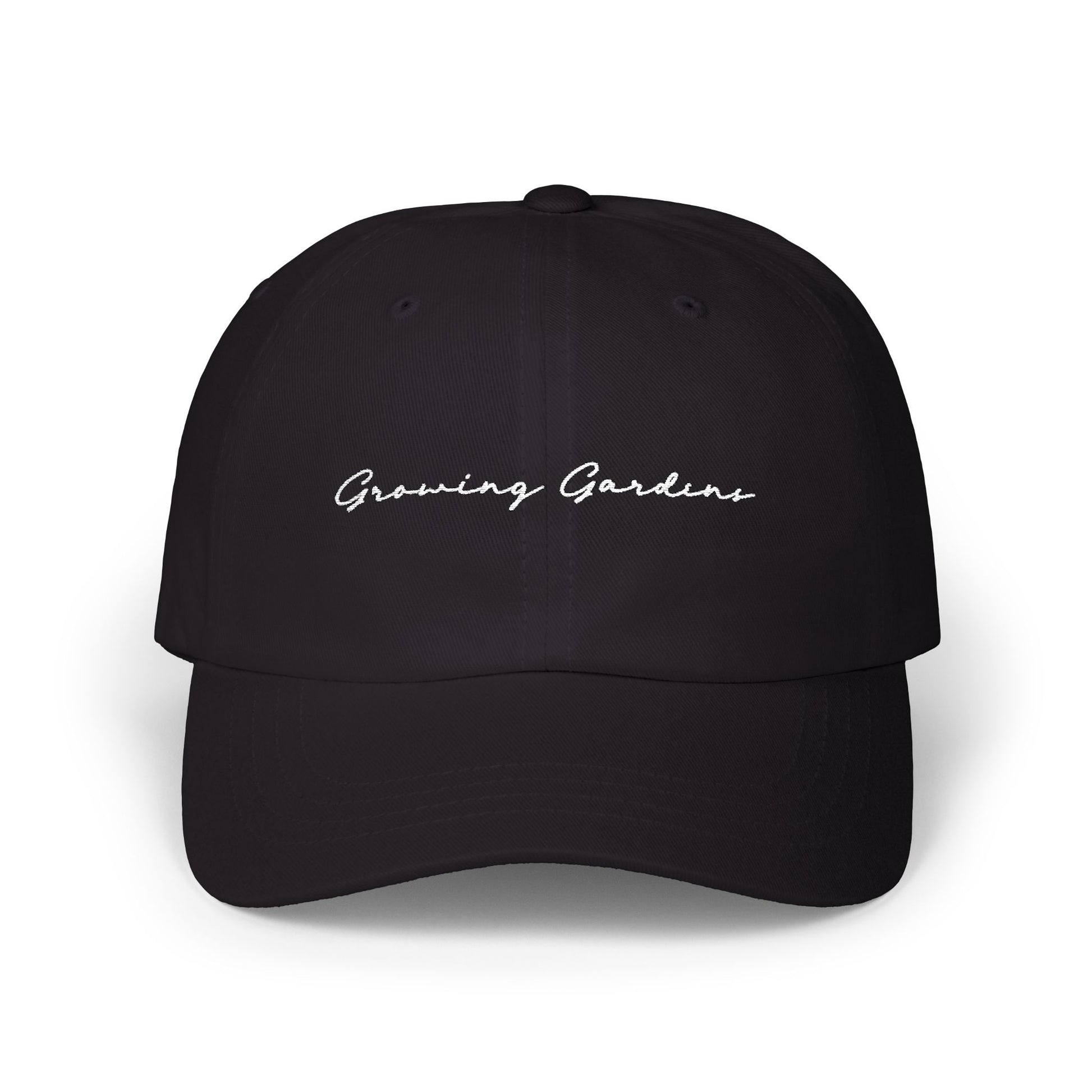 GG Script Classic Dad Cap - White on Black