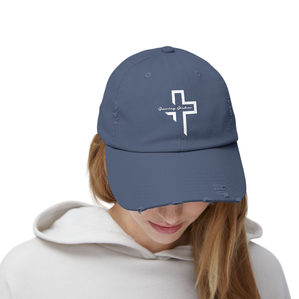 GG Cross Hat, White on Scotland Blue