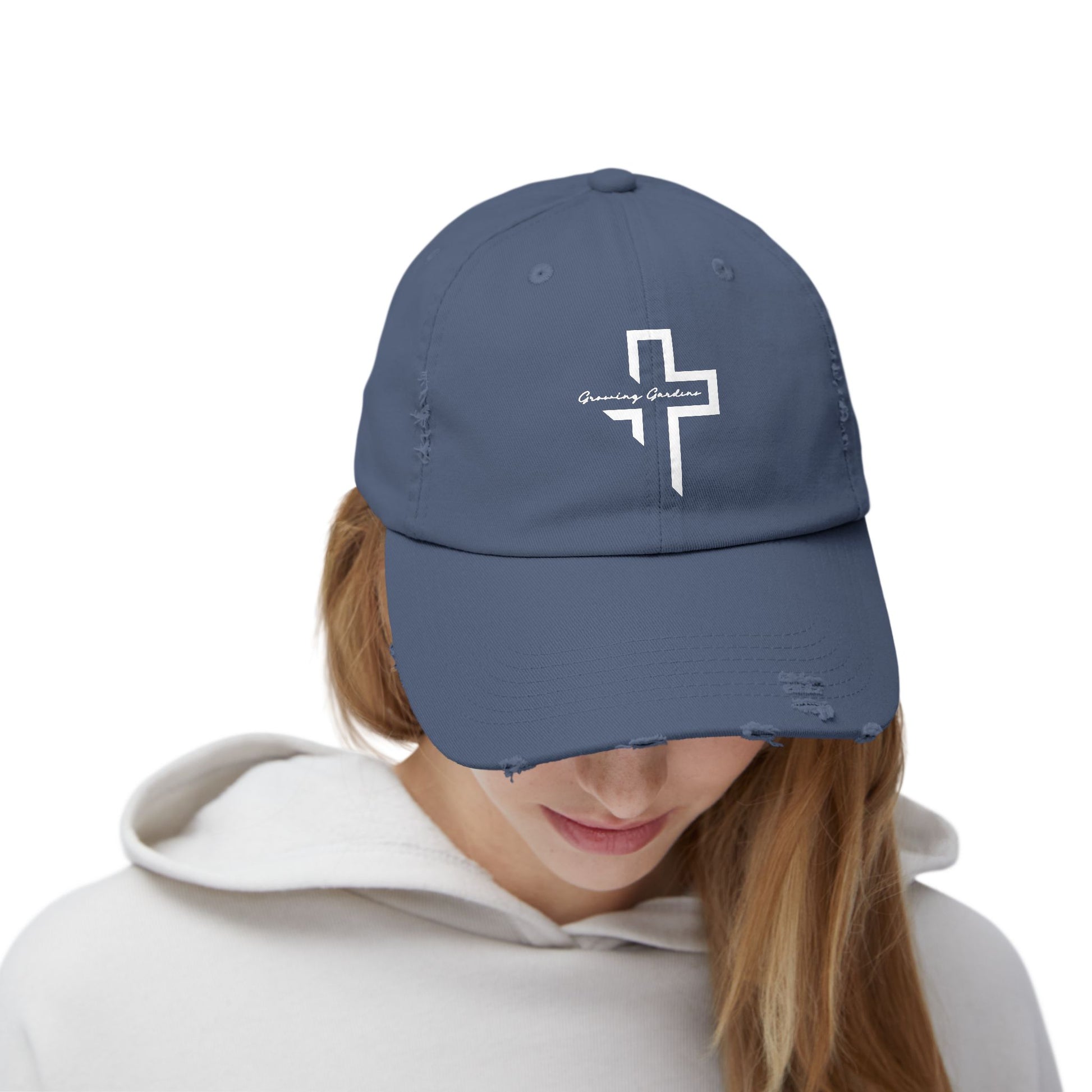 GG Cross Hat, White on Scotland Blue