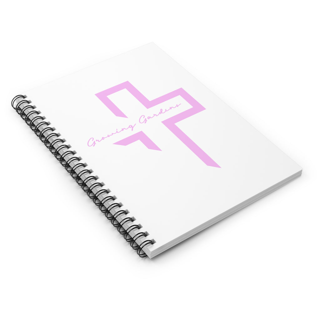 White Spiral Notebook with Pink Cross